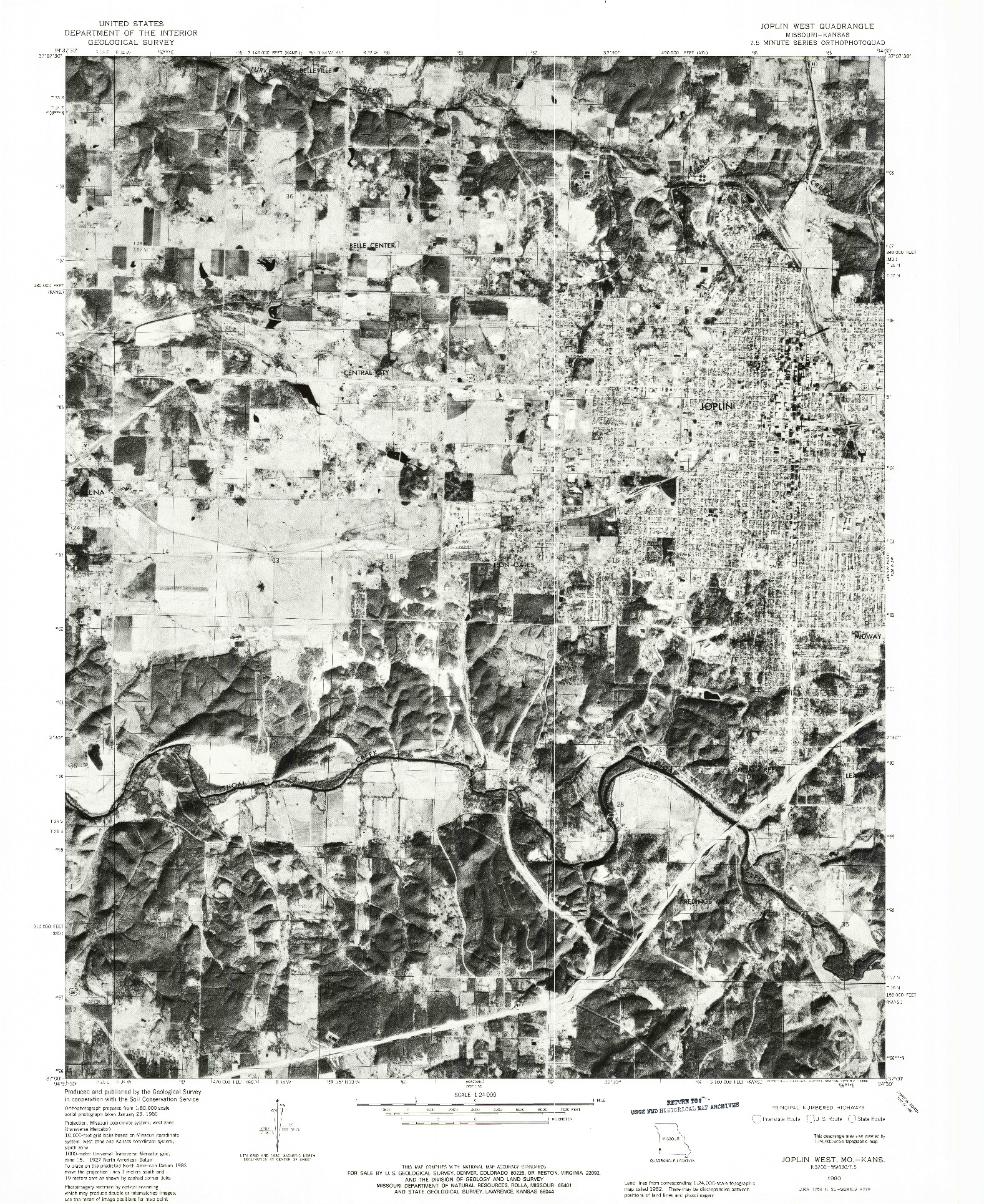 USGS 1:24000-SCALE QUADRANGLE FOR JOPLIN WEST, MO 1980