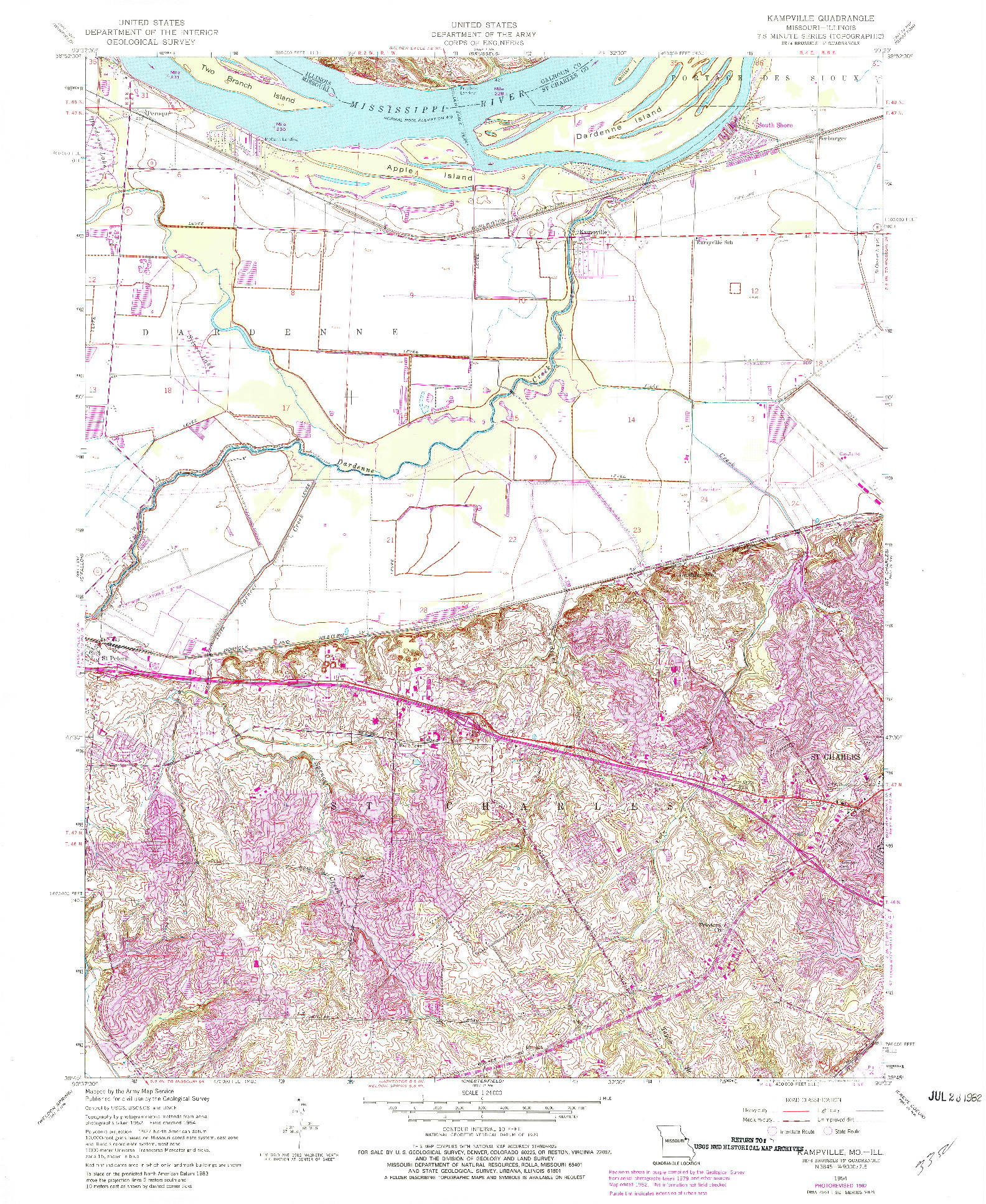 USGS 1:24000-SCALE QUADRANGLE FOR KAMPVILLE, MO 1954