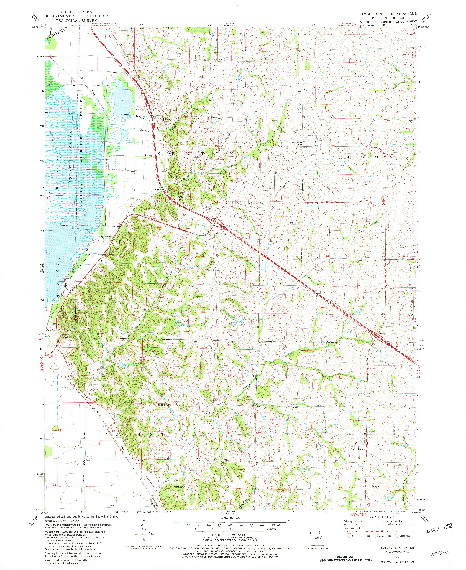 USGS 1:24000-SCALE QUADRANGLE FOR KIMSEY CREEK, MO 1981
