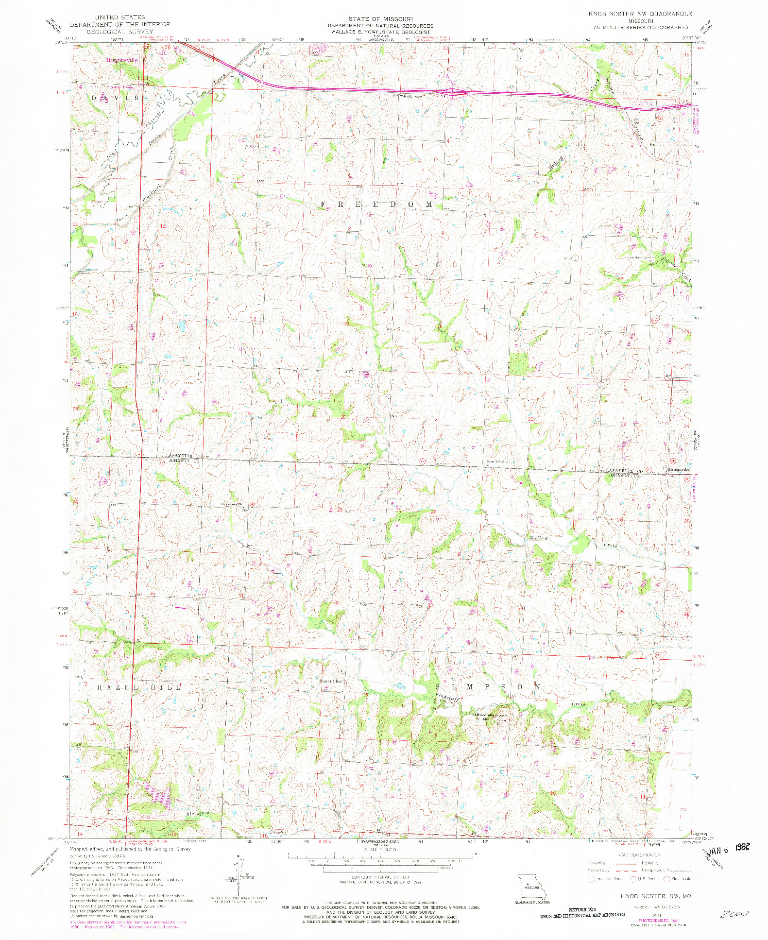 USGS 1:24000-SCALE QUADRANGLE FOR KNOB NOSTER NW, MO 1961