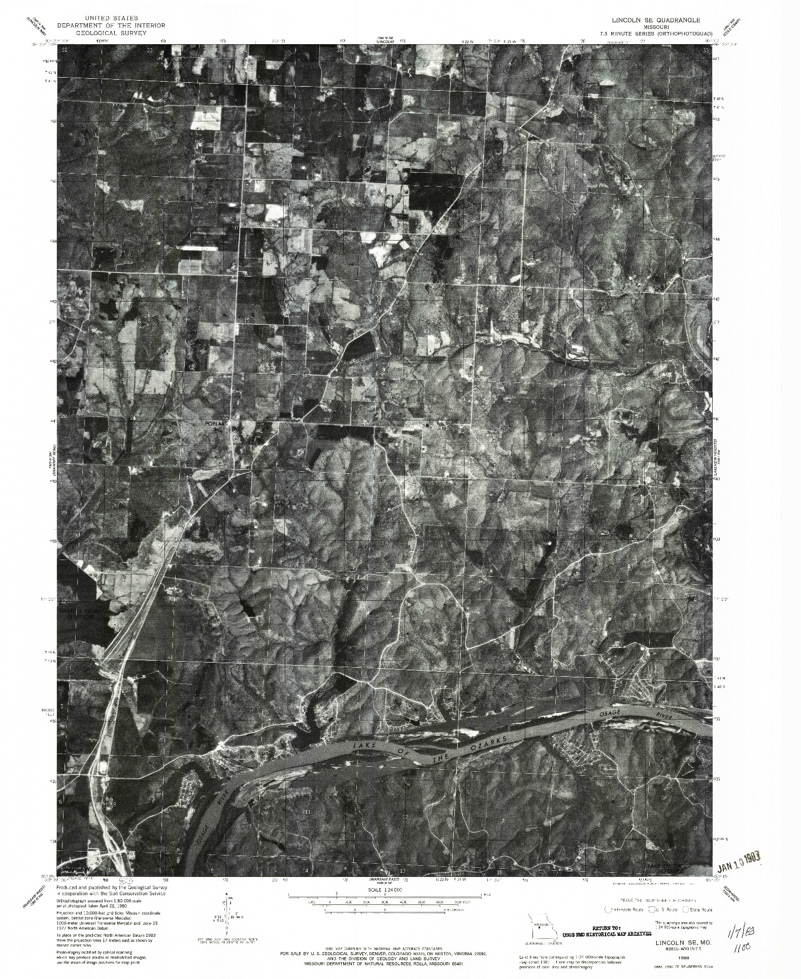 USGS 1:24000-SCALE QUADRANGLE FOR LINCOLN SE, MO 1980