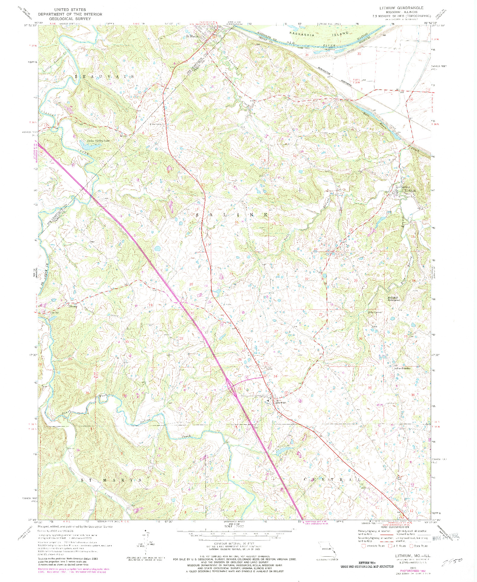 USGS 1:24000-SCALE QUADRANGLE FOR LITHIUM, MO 1970