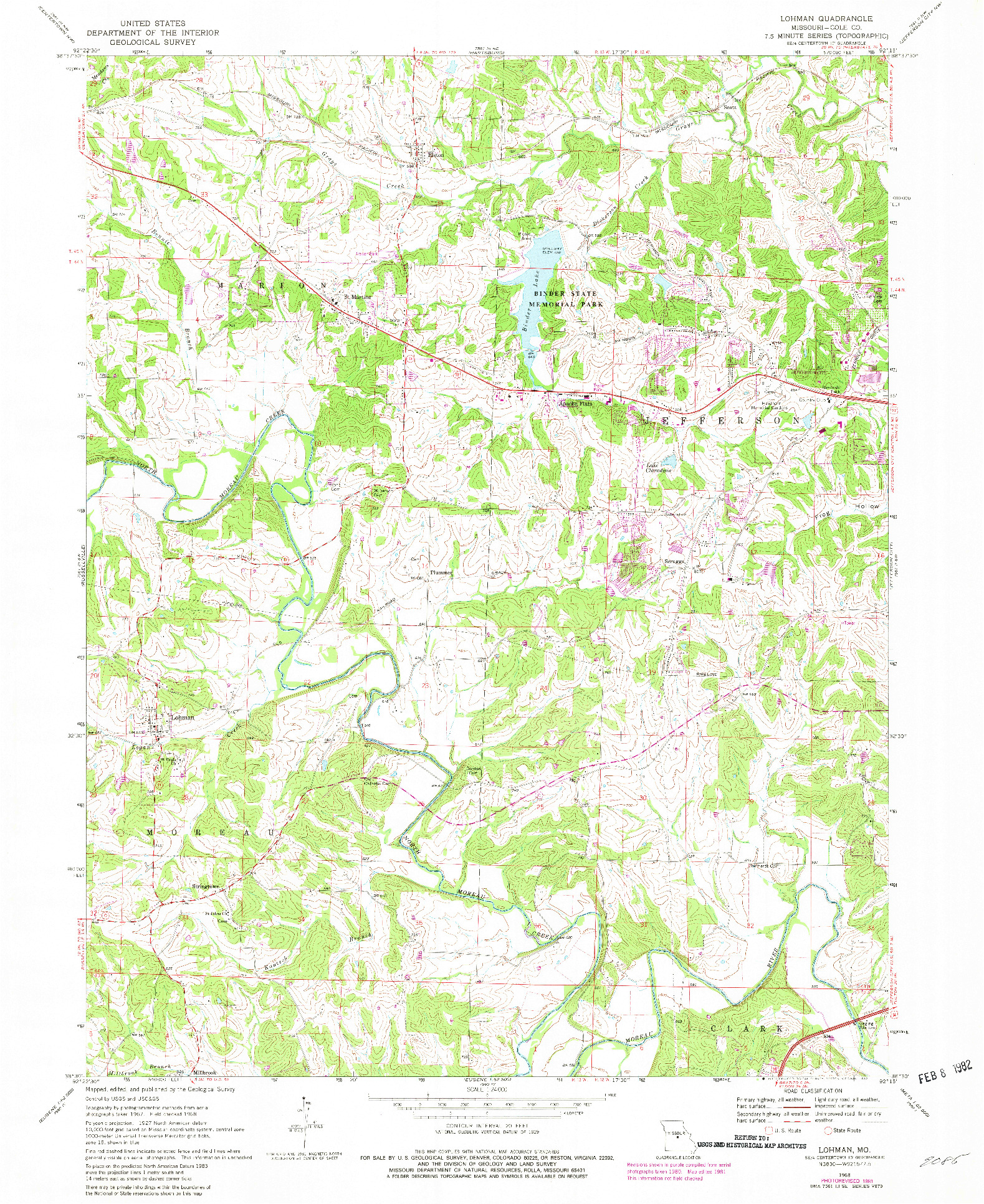 USGS 1:24000-SCALE QUADRANGLE FOR LOHMAN, MO 1968