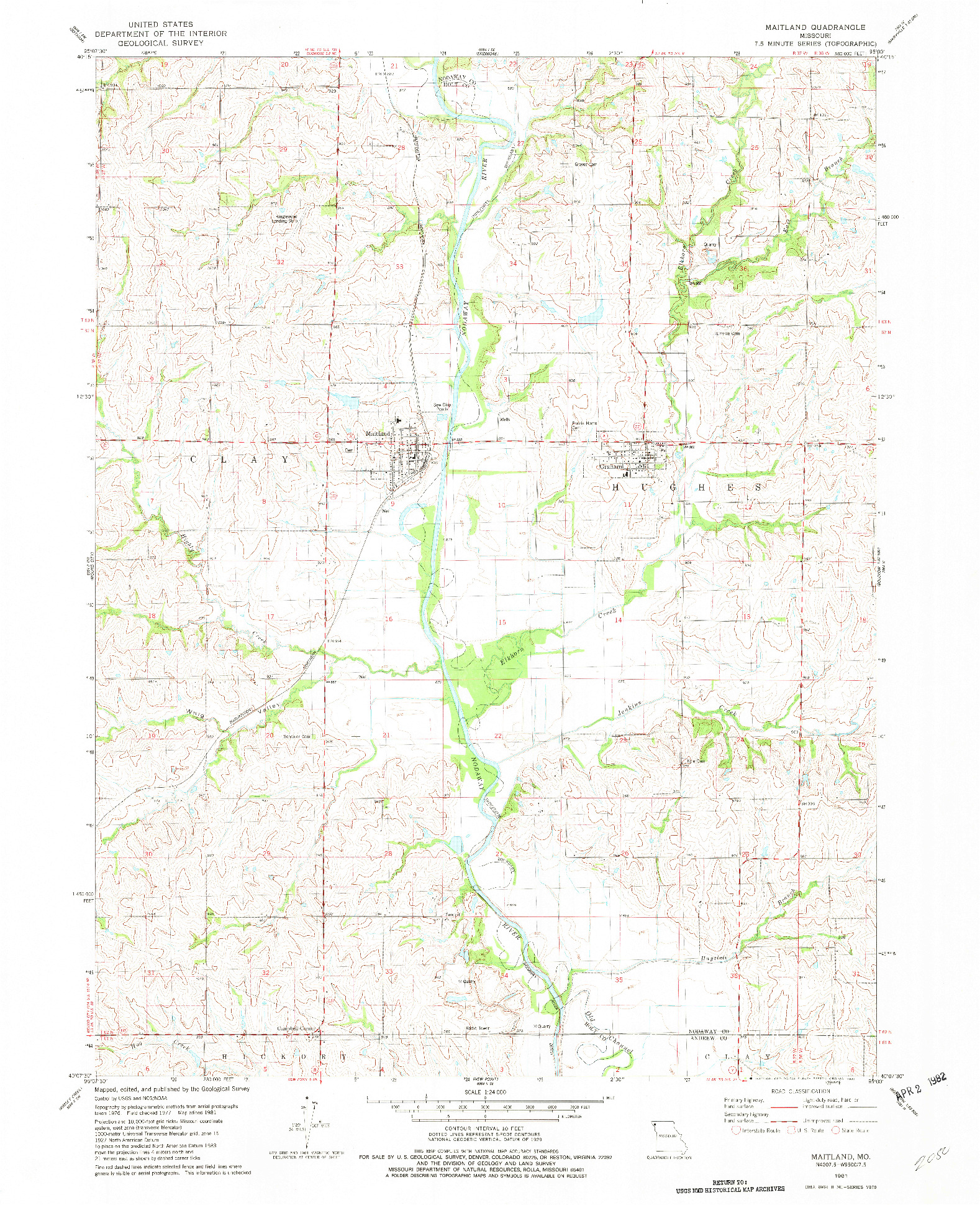 USGS 1:24000-SCALE QUADRANGLE FOR MAITLAND, MO 1981