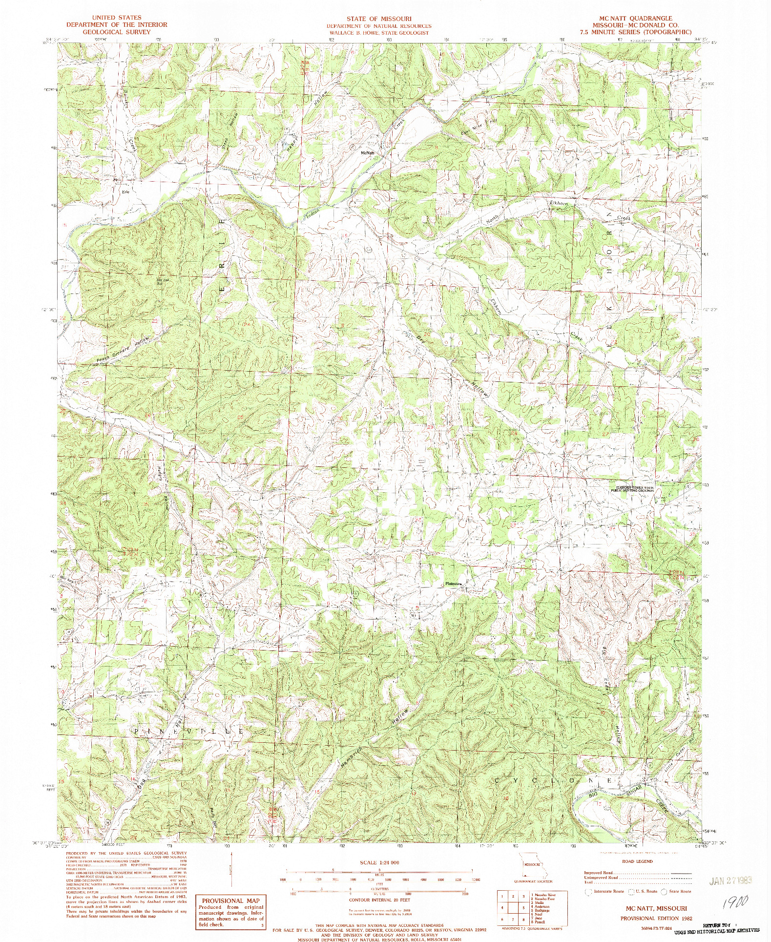 USGS 1:24000-SCALE QUADRANGLE FOR MCNATT, MO 1982