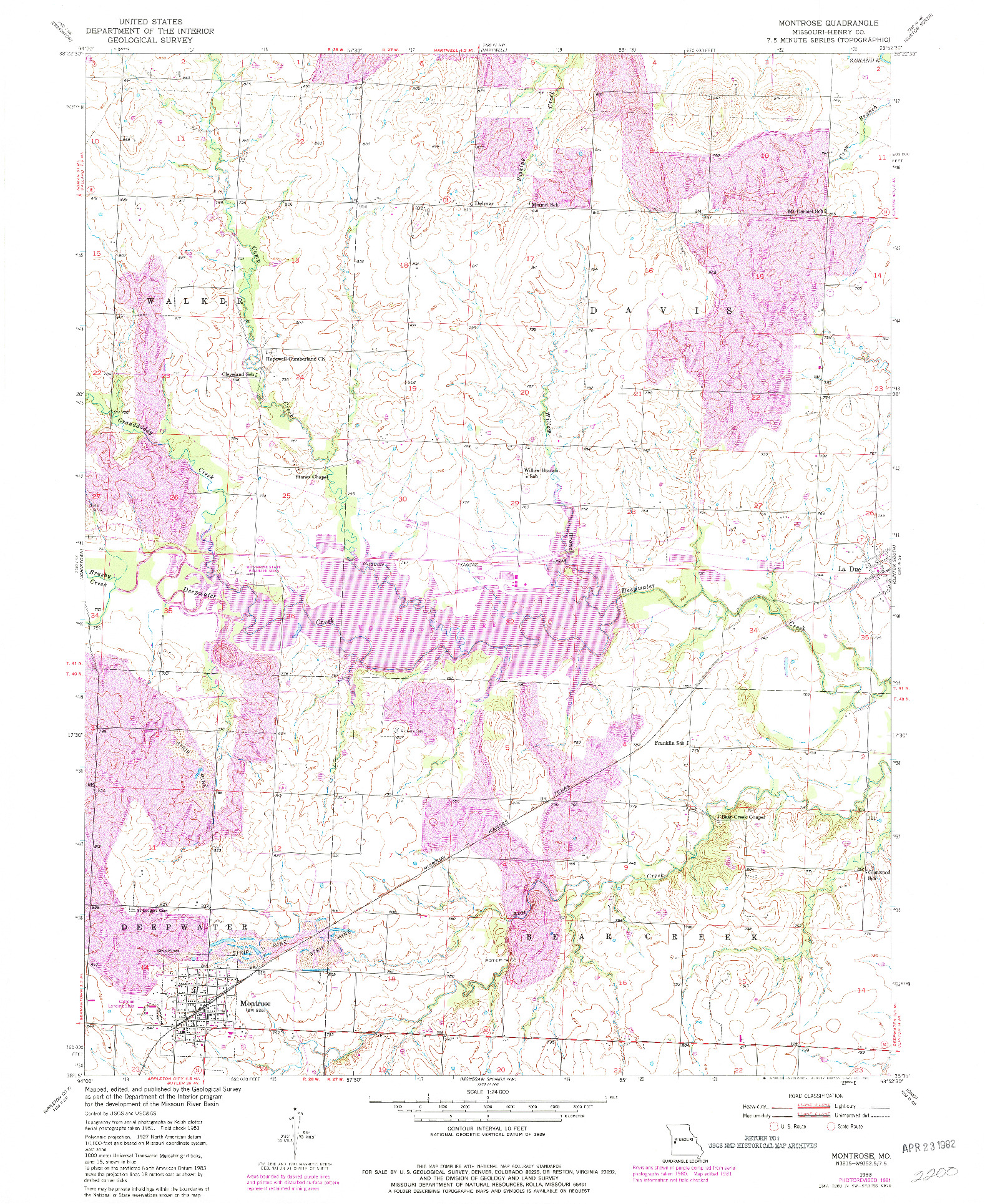 USGS 1:24000-SCALE QUADRANGLE FOR MONTROSE, MO 1953