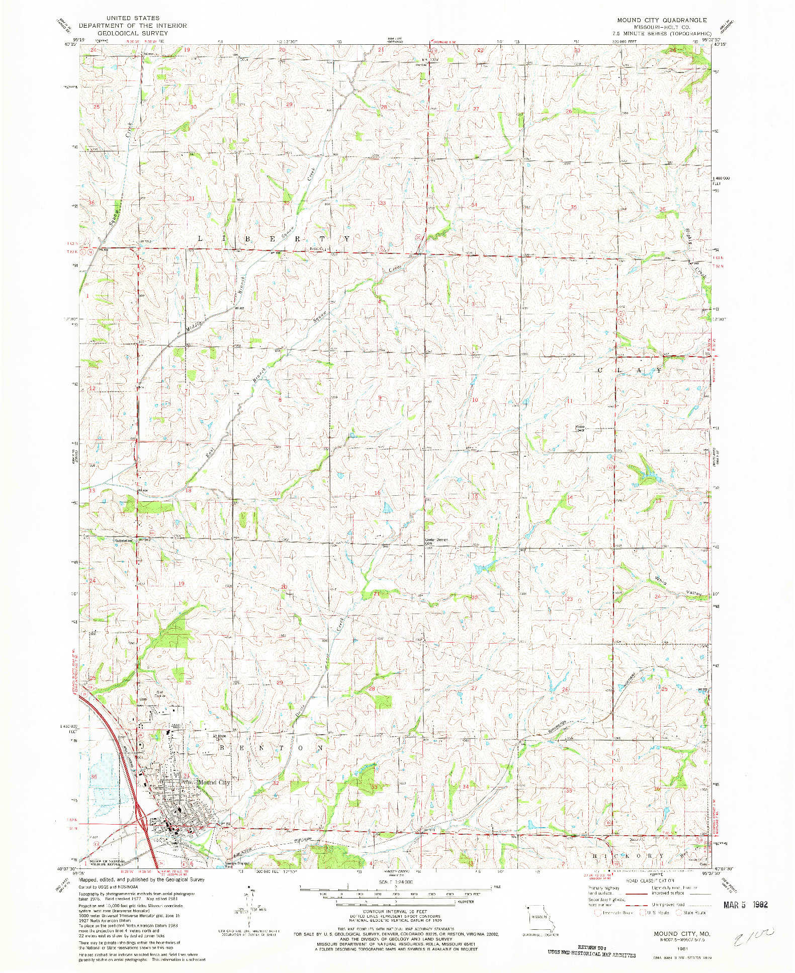 USGS 1:24000-SCALE QUADRANGLE FOR MOUND CITY, MO 1981
