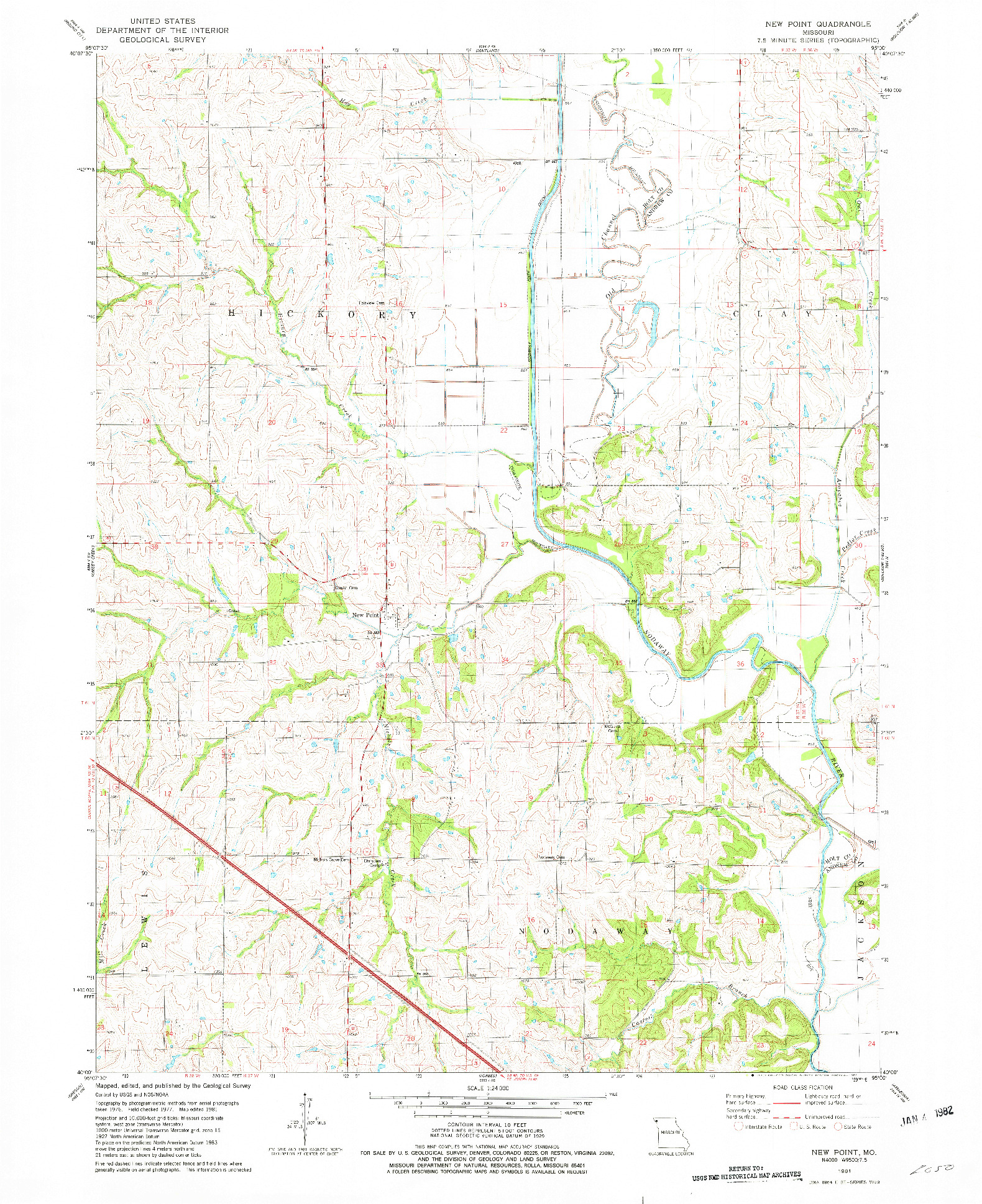 USGS 1:24000-SCALE QUADRANGLE FOR NEW POINT, MO 1981