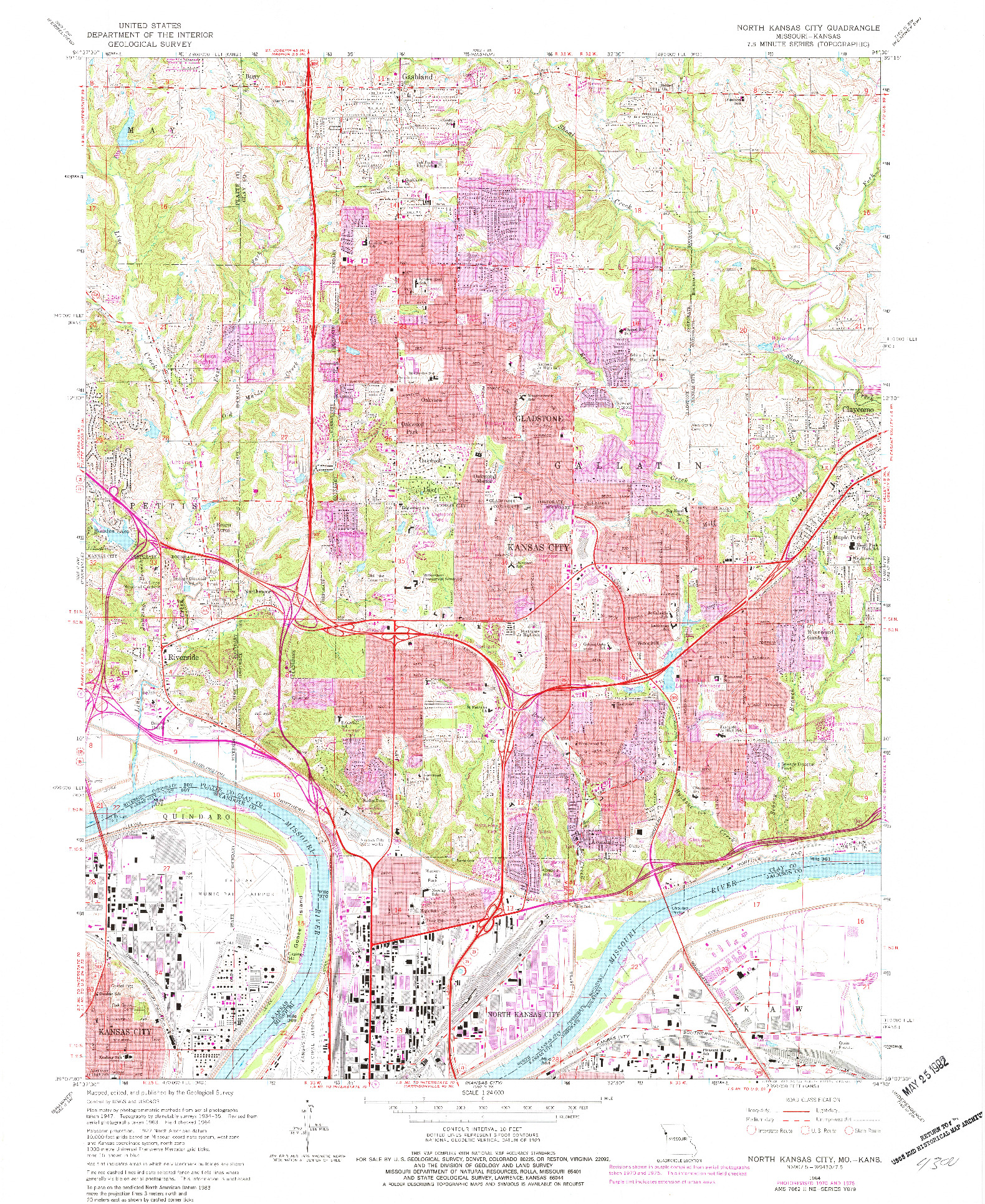 USGS 1:24000-SCALE QUADRANGLE FOR NORTH KANSAS CITY, MO 1964