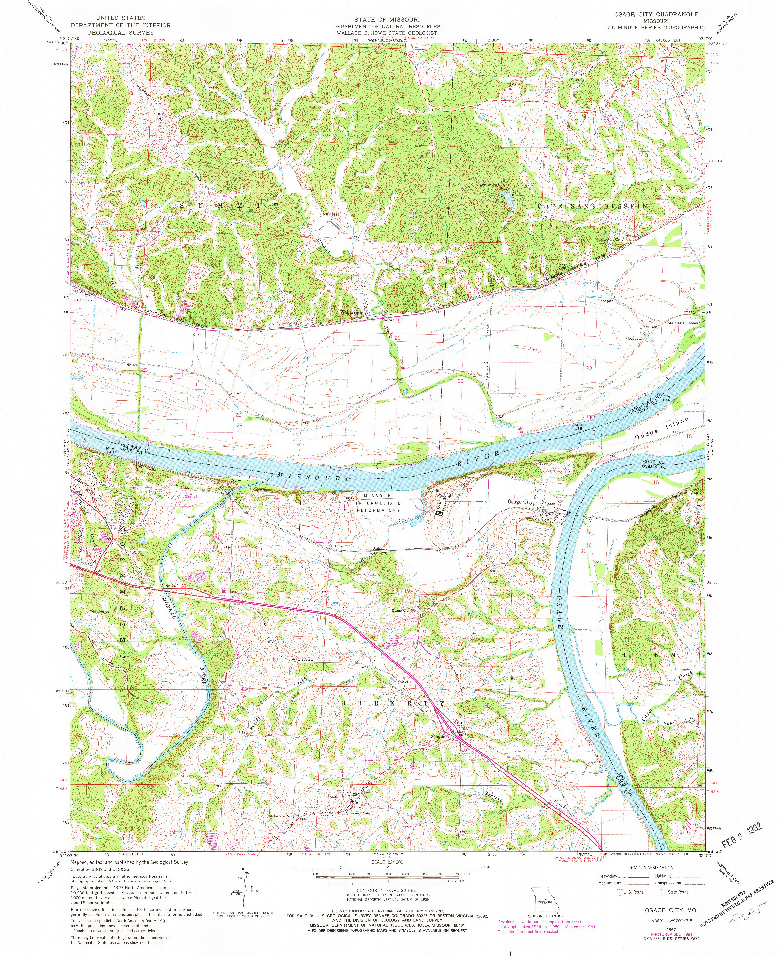 USGS 1:24000-SCALE QUADRANGLE FOR OSAGE CITY, MO 1967