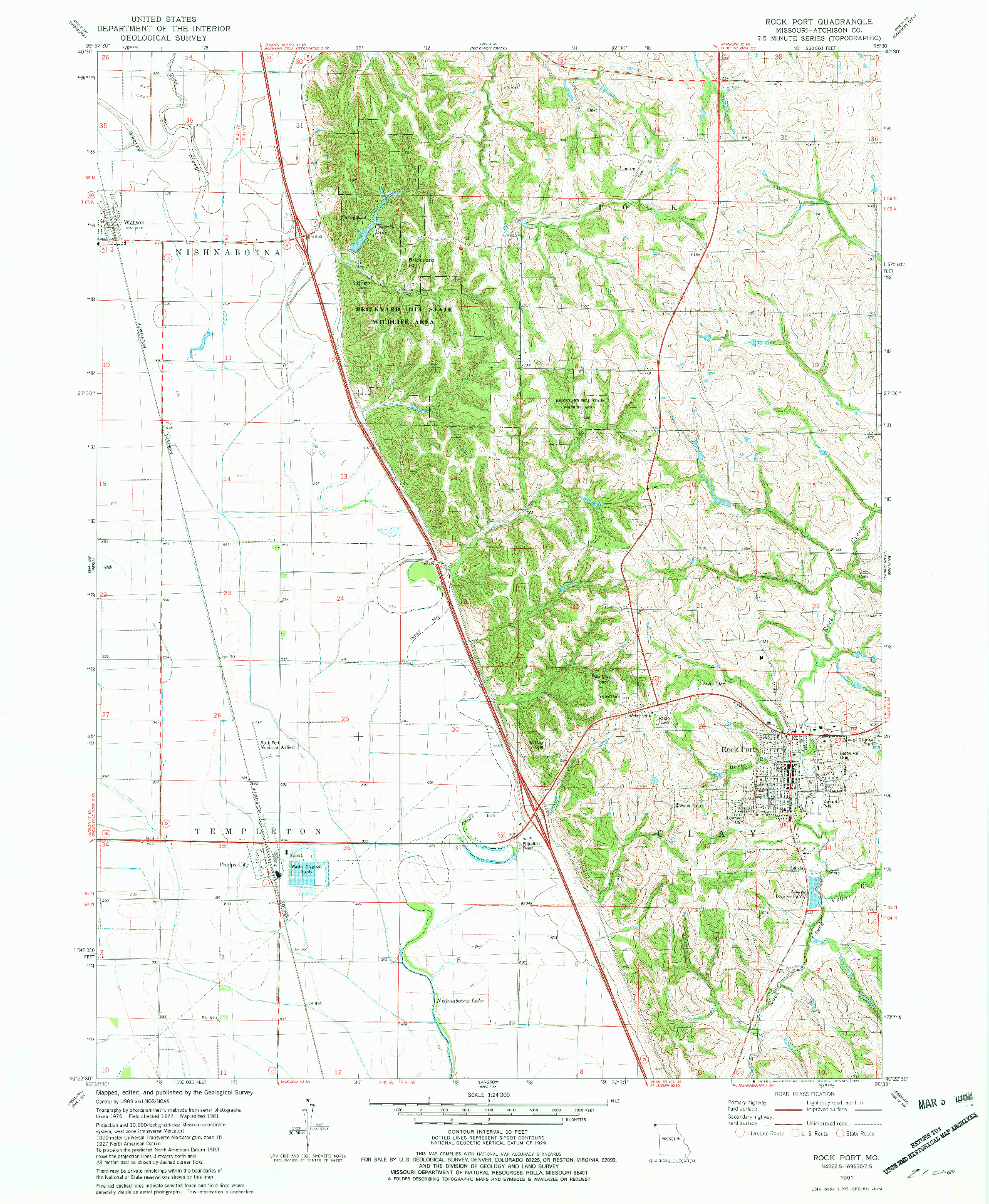 USGS 1:24000-SCALE QUADRANGLE FOR ROCK PORT, MO 1981