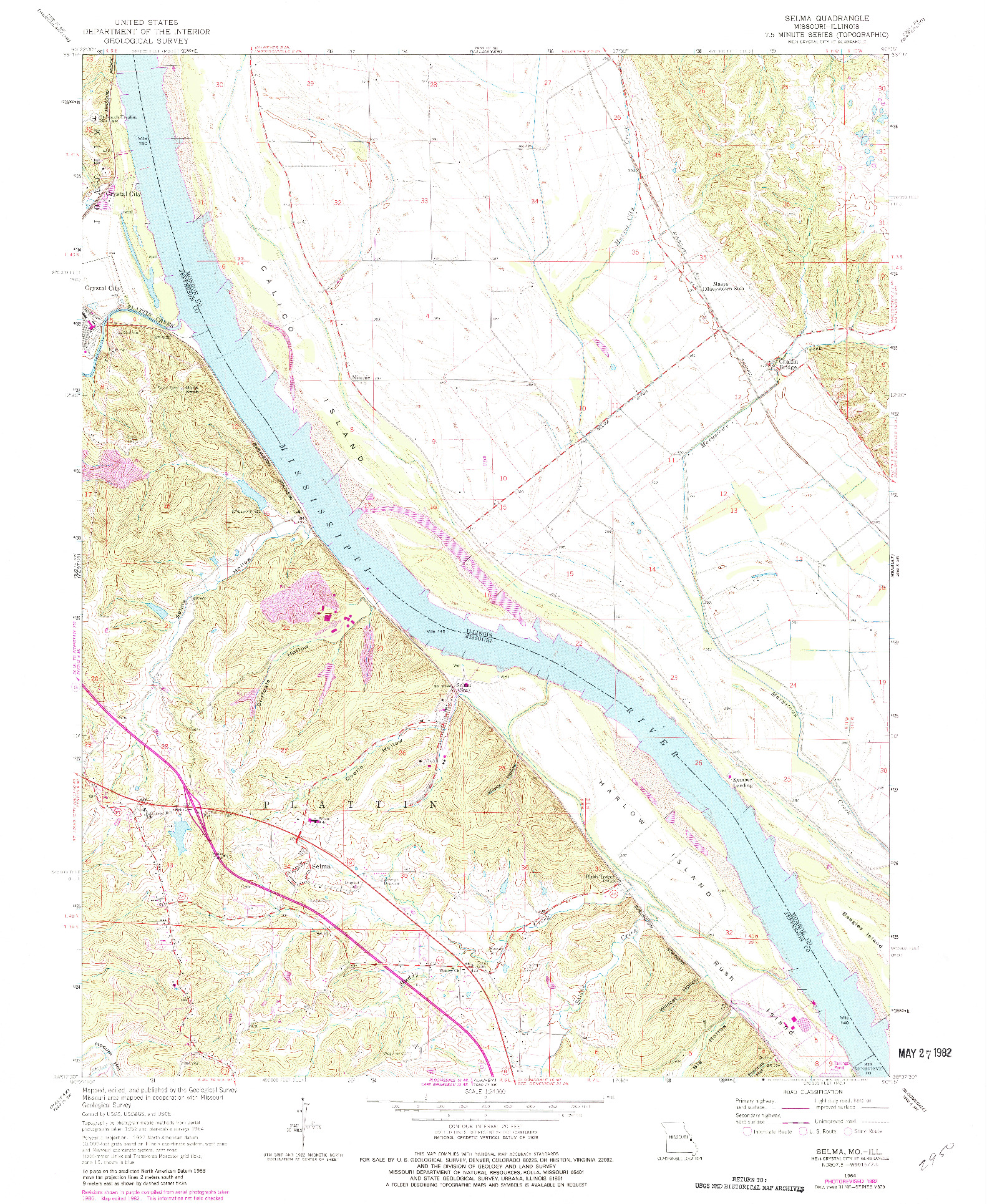 USGS 1:24000-SCALE QUADRANGLE FOR SELMA, MO 1964