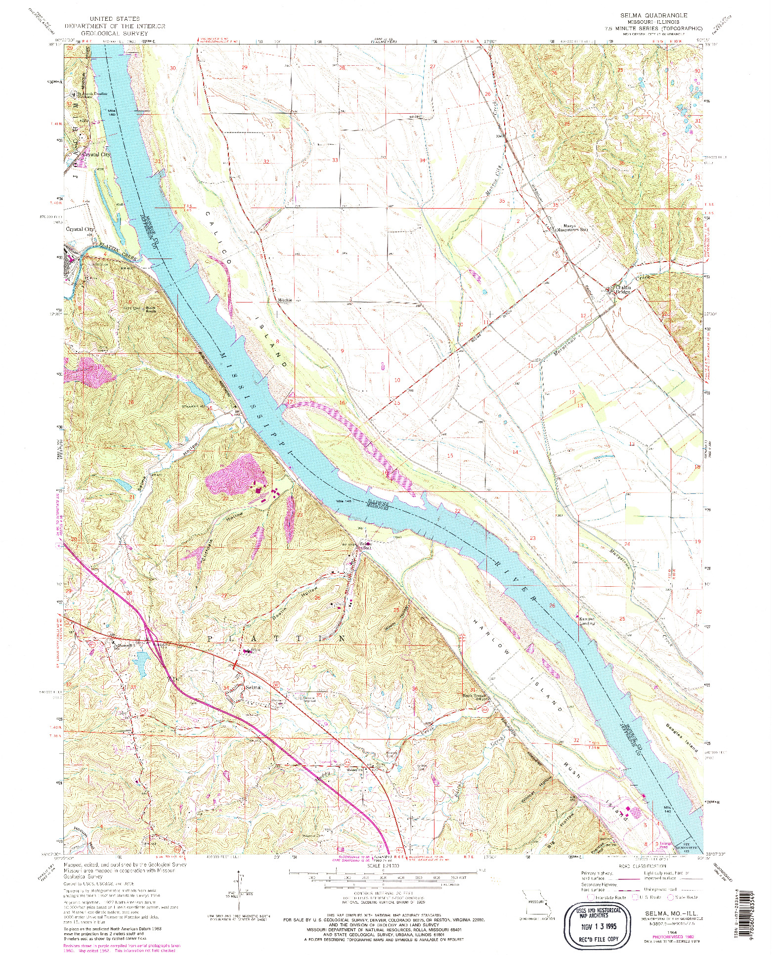 USGS 1:24000-SCALE QUADRANGLE FOR SELMA, MO 1964