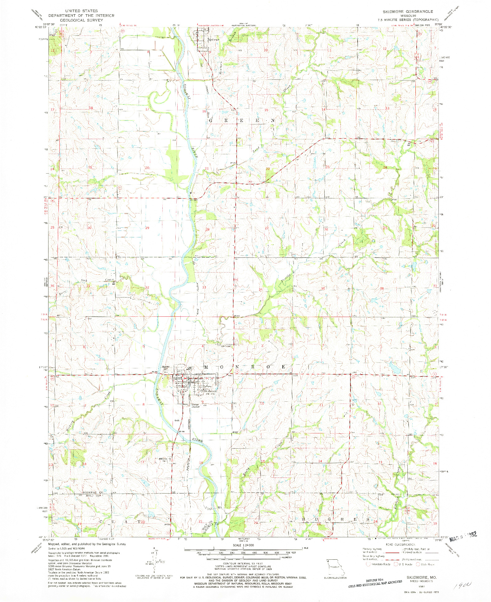 USGS 1:24000-SCALE QUADRANGLE FOR SKIDMORE, MO 1981