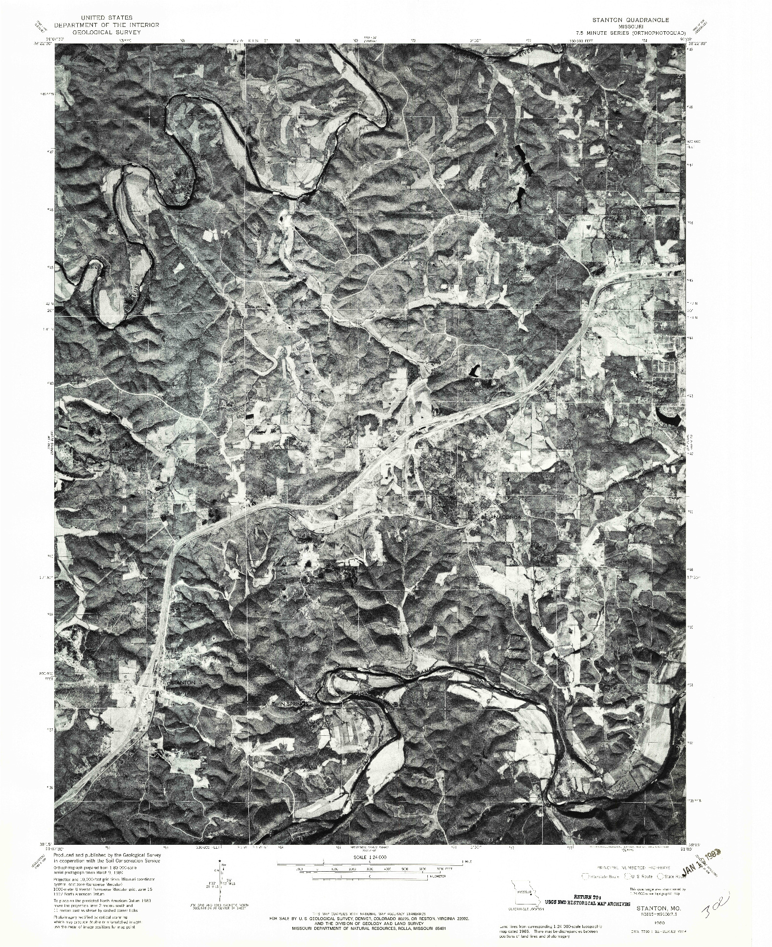 USGS 1:24000-SCALE QUADRANGLE FOR STANTON, MO 1980