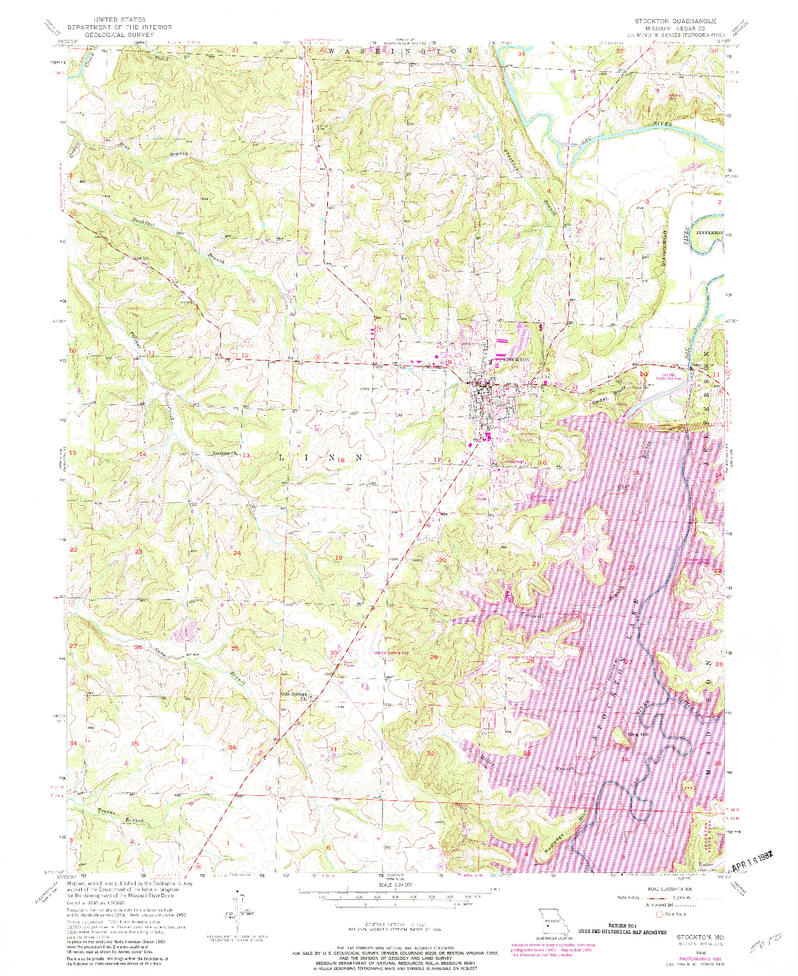 USGS 1:24000-SCALE QUADRANGLE FOR STOCKTON, MO 1956