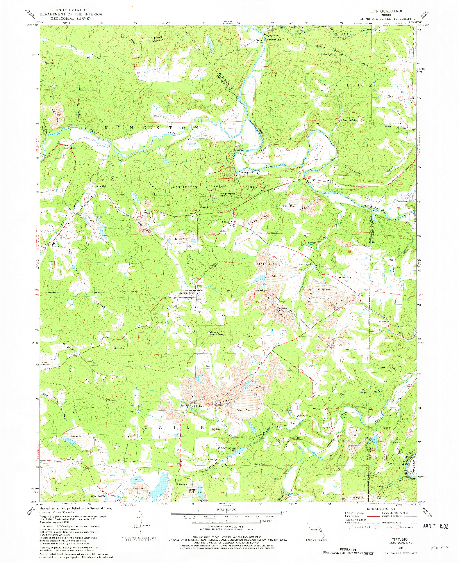 USGS 1:24000-SCALE QUADRANGLE FOR TIFF, MO 1981