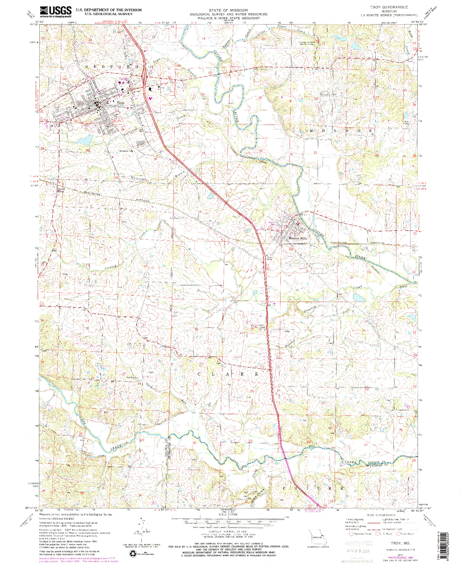 USGS 1:24000-SCALE QUADRANGLE FOR TROY, MO 1972