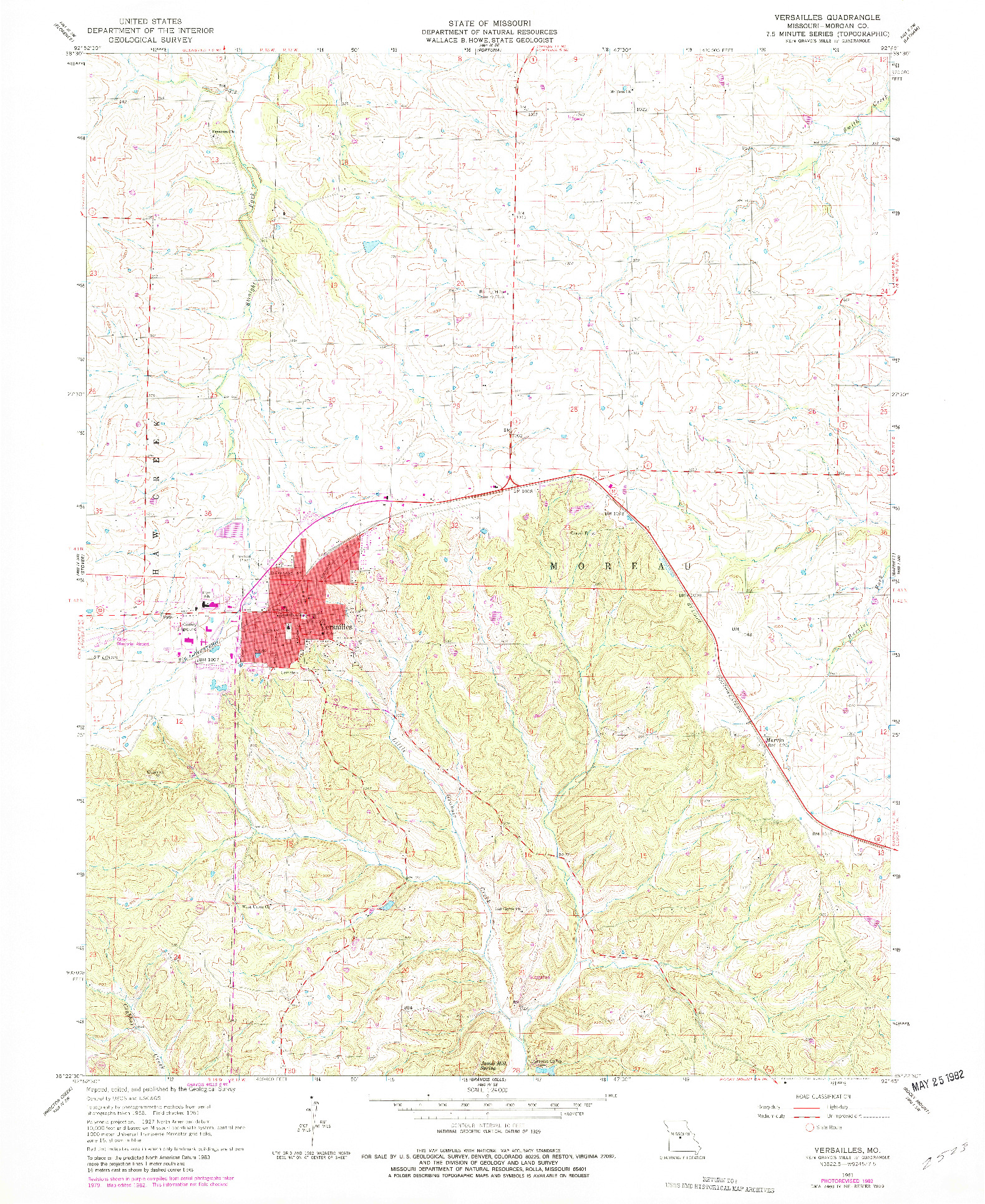 USGS 1:24000-SCALE QUADRANGLE FOR VERSAILLES, MO 1961