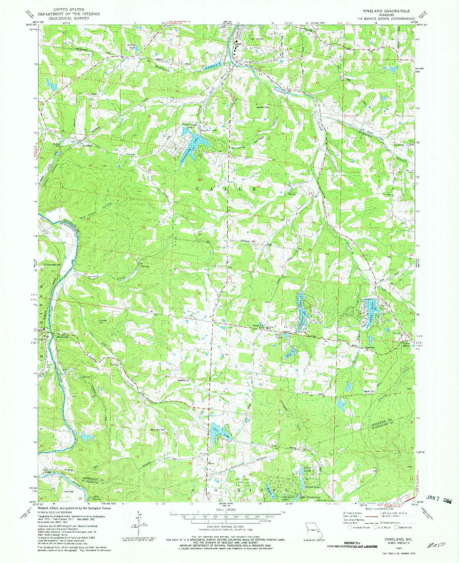 USGS 1:24000-SCALE QUADRANGLE FOR VINELAND, MO 1981