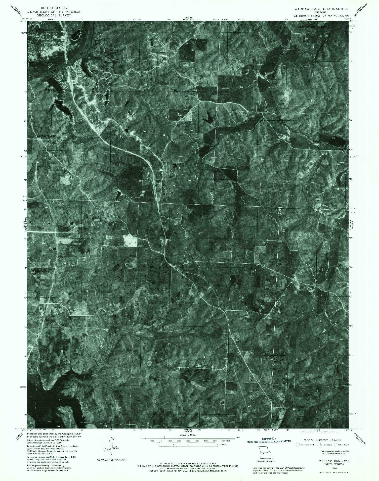 USGS 1:24000-SCALE QUADRANGLE FOR WARSAW EAST, MO 1980