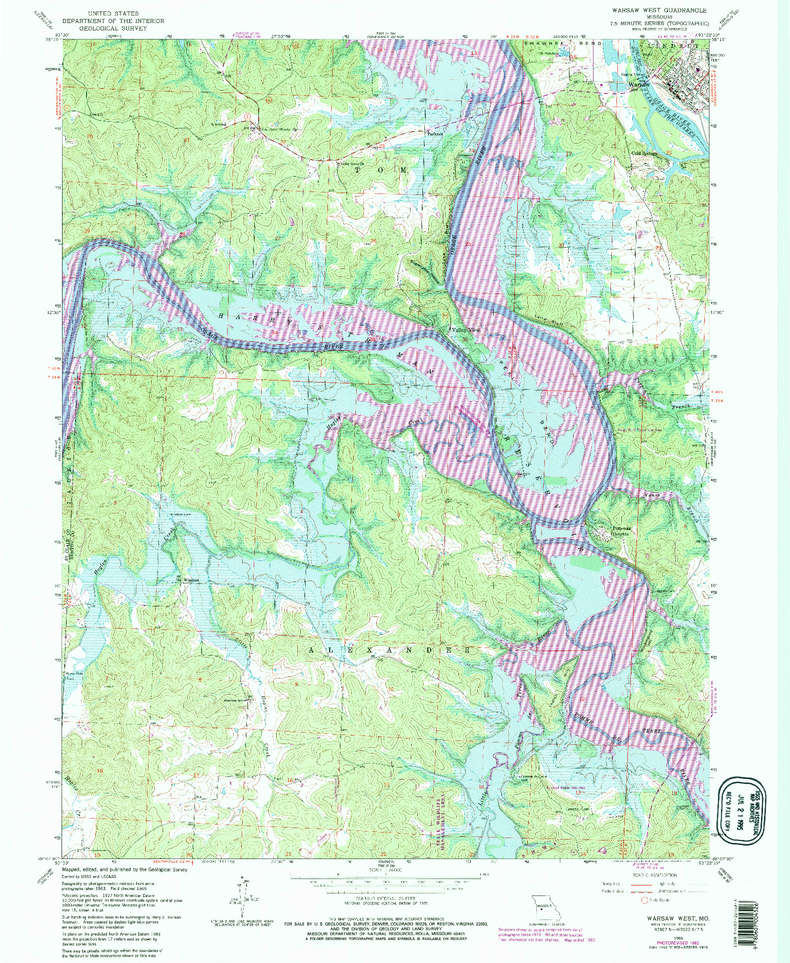 USGS 1:24000-SCALE QUADRANGLE FOR WARSAW WEST, MO 1965