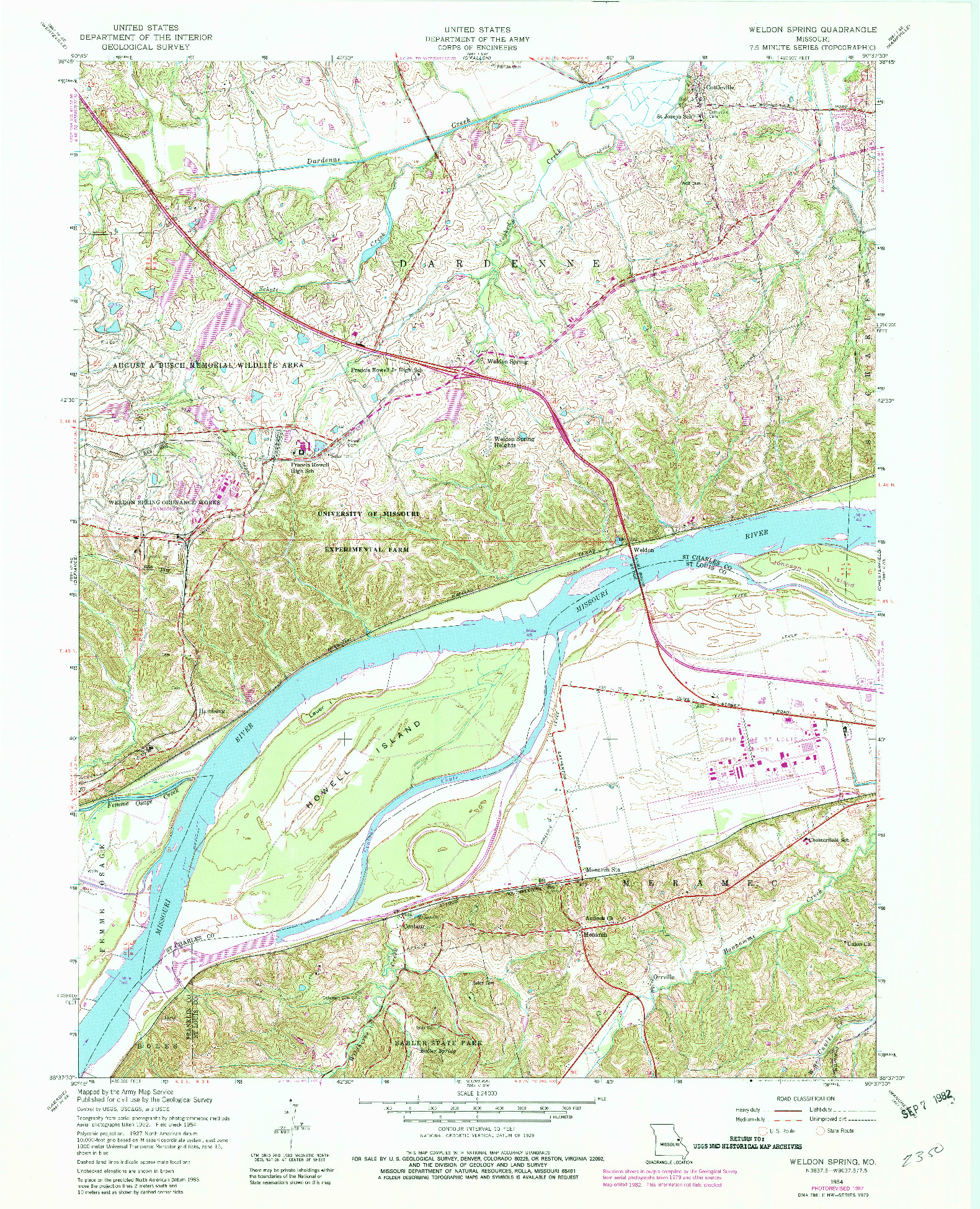 USGS 1:24000-SCALE QUADRANGLE FOR WELDON SPRING, MO 1954