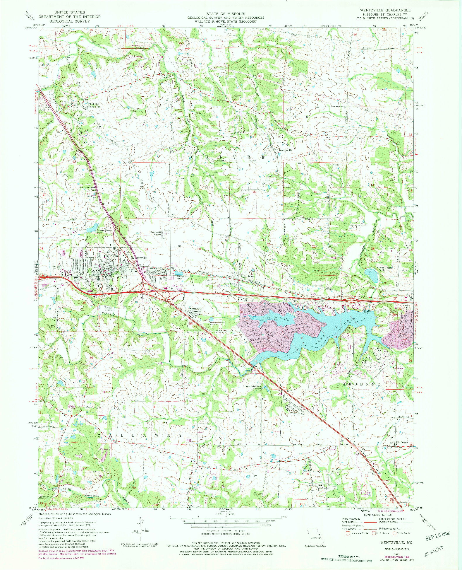 USGS 1:24000-SCALE QUADRANGLE FOR WENTZVILLE, MO 1972