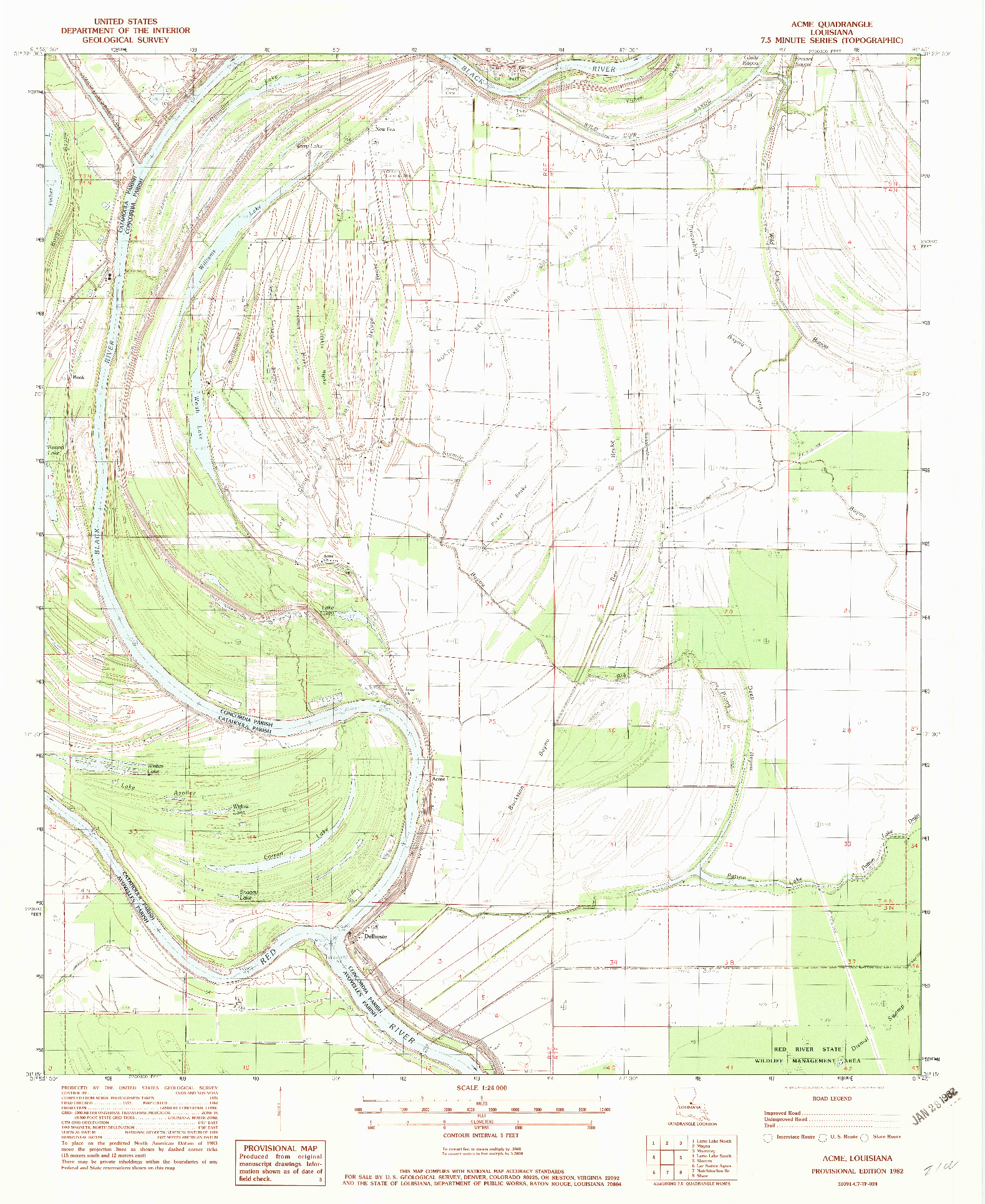 USGS 1:24000-SCALE QUADRANGLE FOR ACME, LA 1982