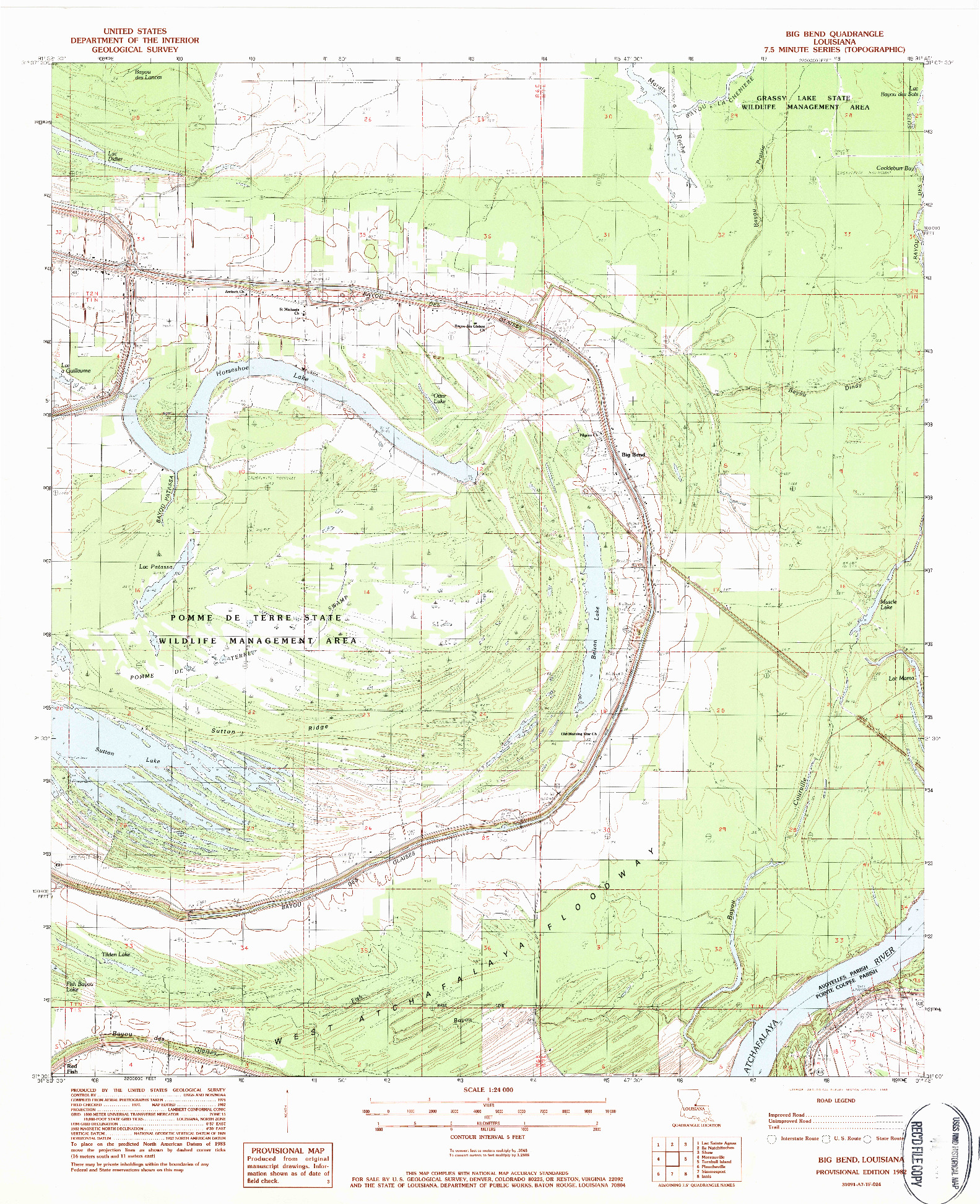 USGS 1:24000-SCALE QUADRANGLE FOR BIG BEND, LA 1982