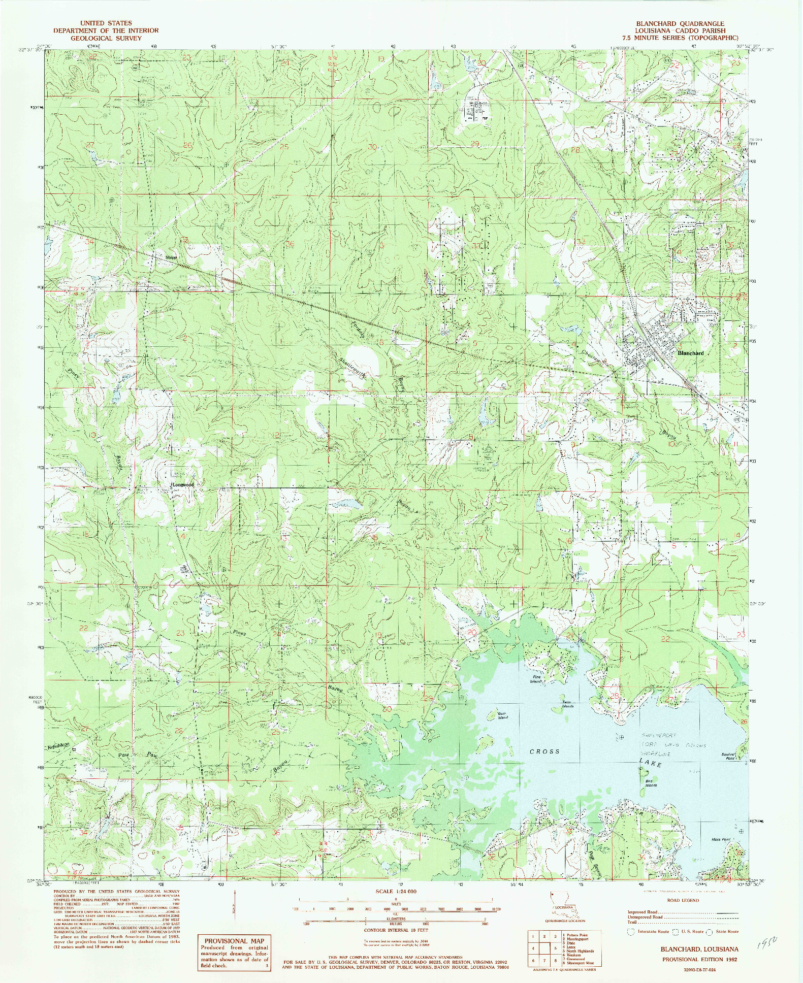 USGS 1:24000-SCALE QUADRANGLE FOR BLANCHARD, LA 1982