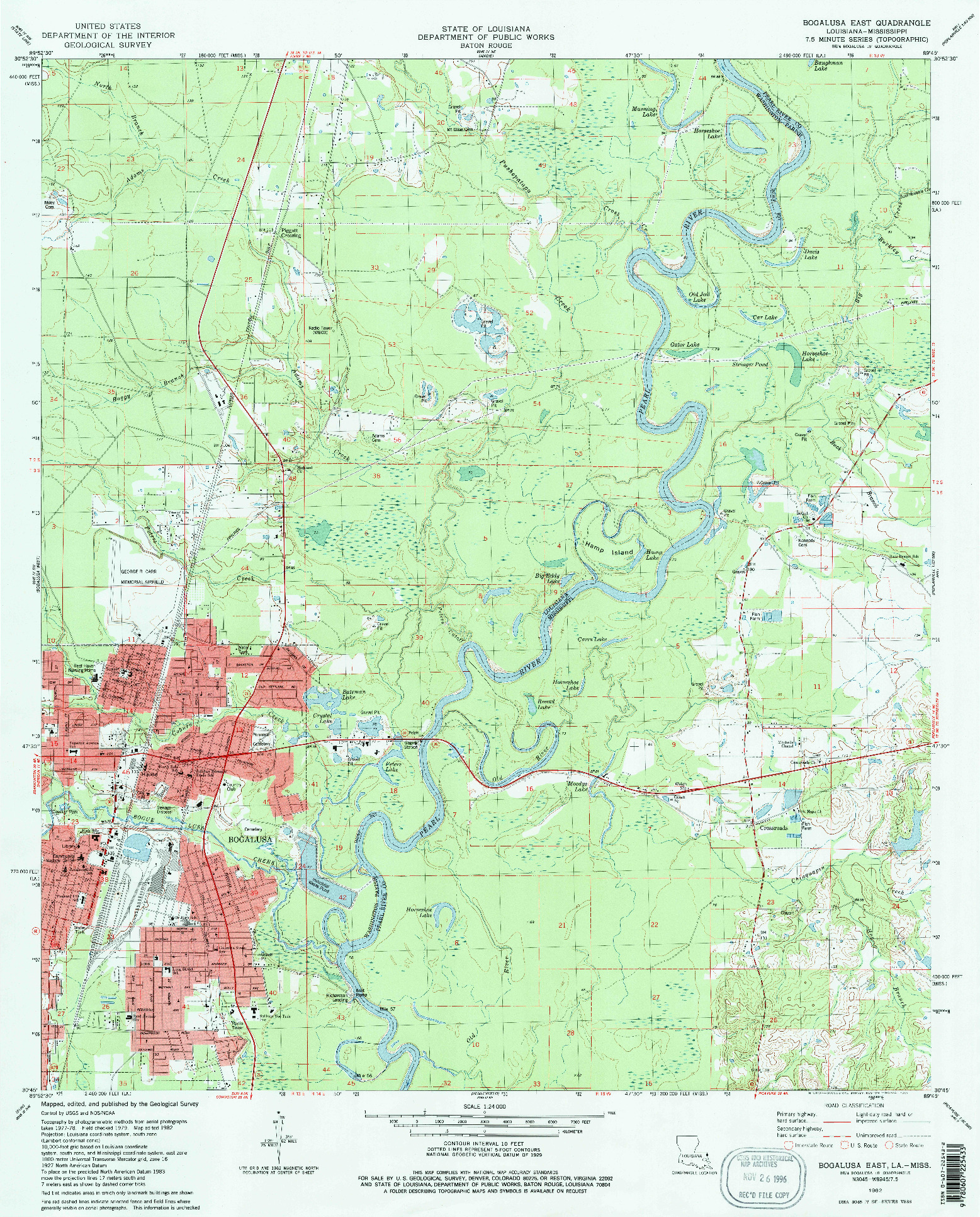 USGS 1:24000-SCALE QUADRANGLE FOR BOGALUSA EAST, LA 1982