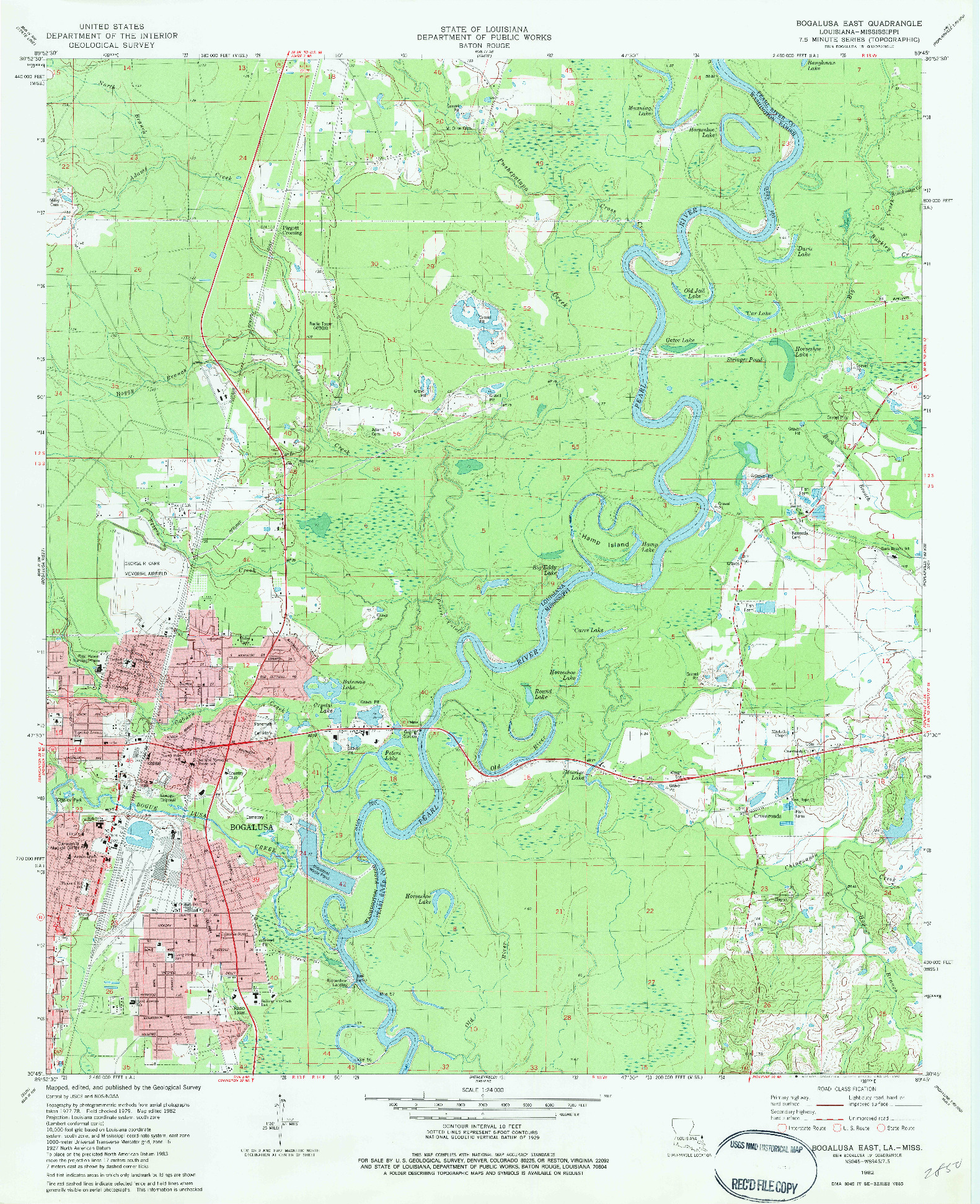 USGS 1:24000-SCALE QUADRANGLE FOR BOGALUSA EAST, LA 1982