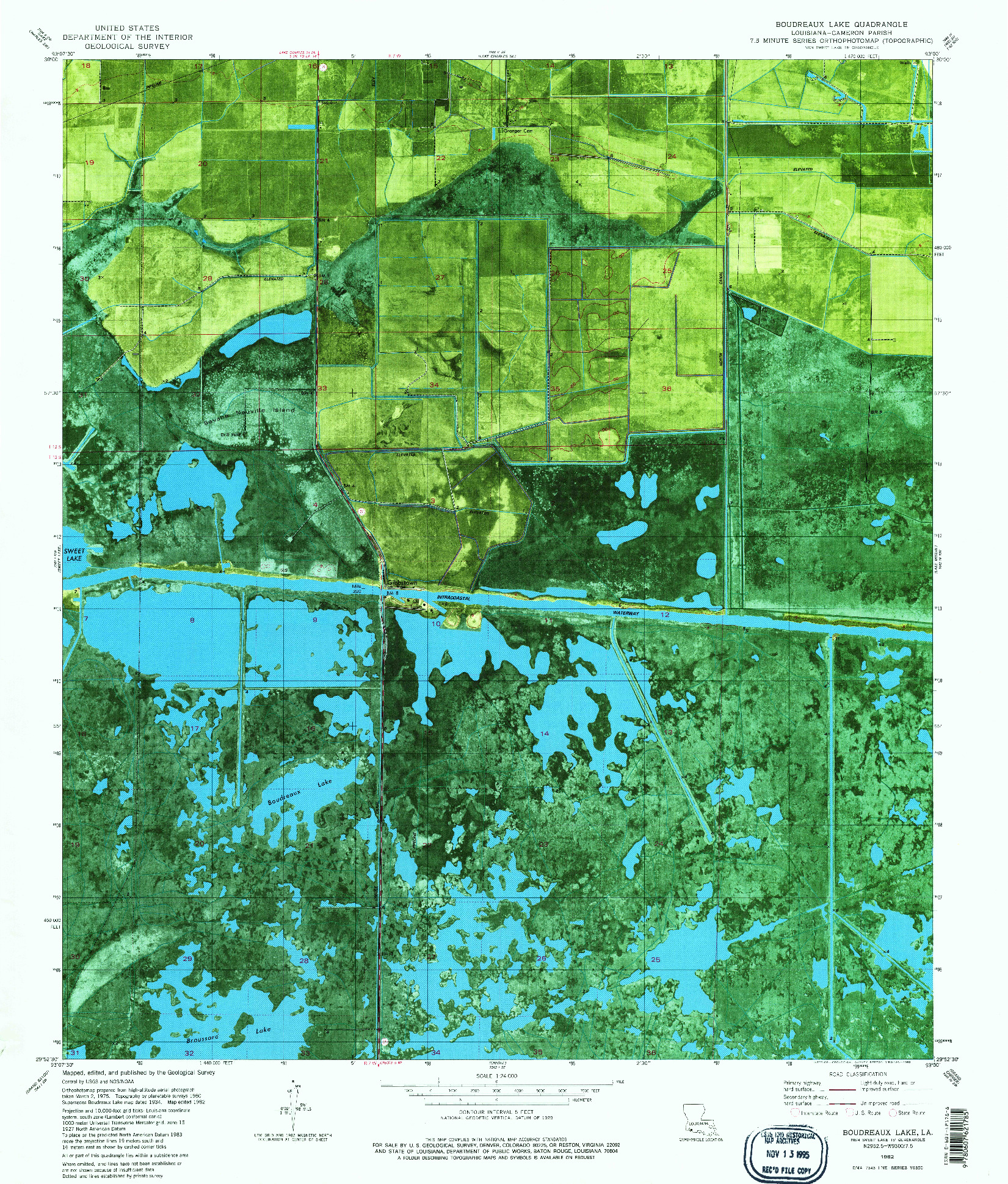 USGS 1:24000-SCALE QUADRANGLE FOR BOUDREAUX LAKE, LA 1982