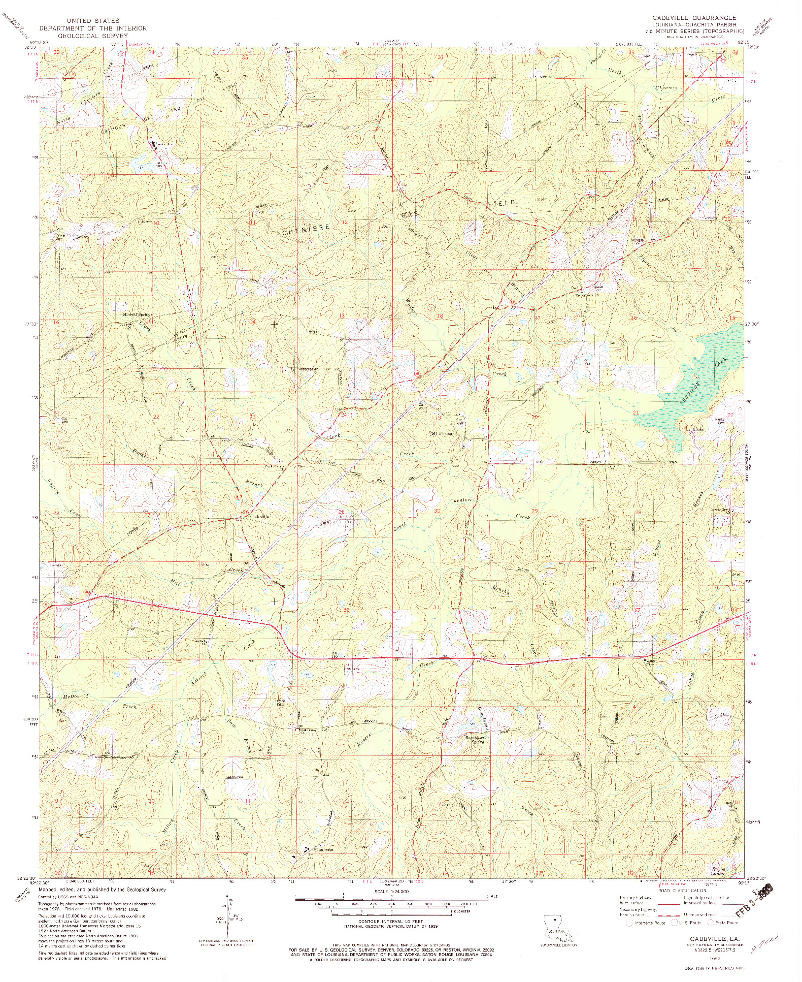 USGS 1:24000-SCALE QUADRANGLE FOR CADEVILLE, LA 1982