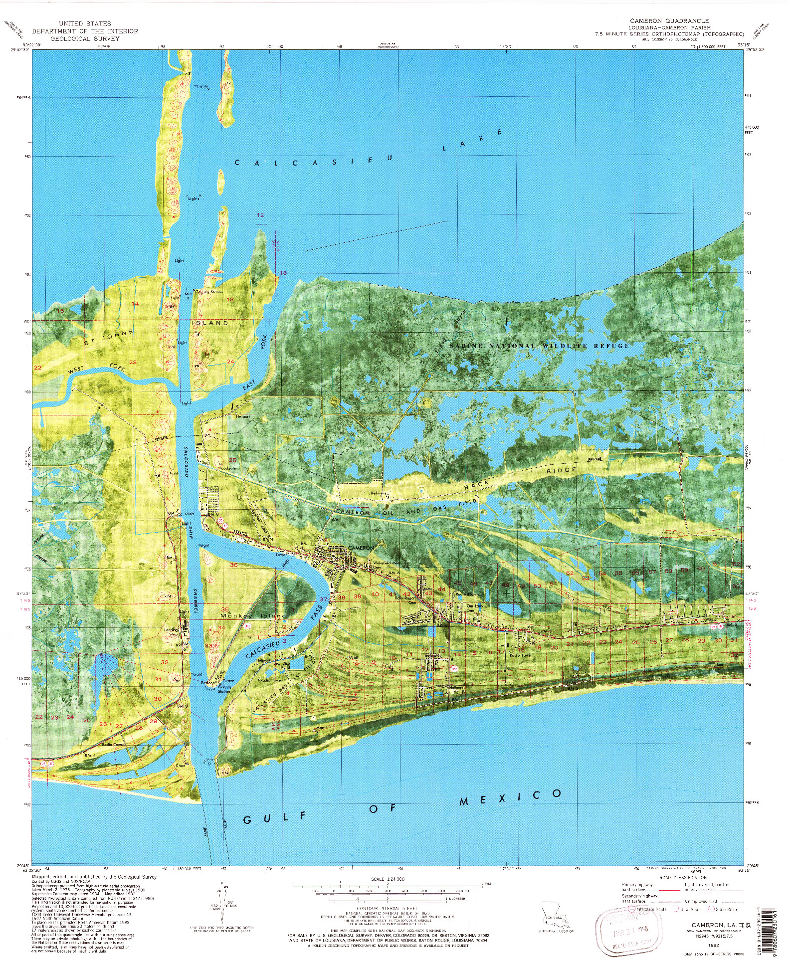 USGS 1:24000-SCALE QUADRANGLE FOR CAMERON, LA 1982