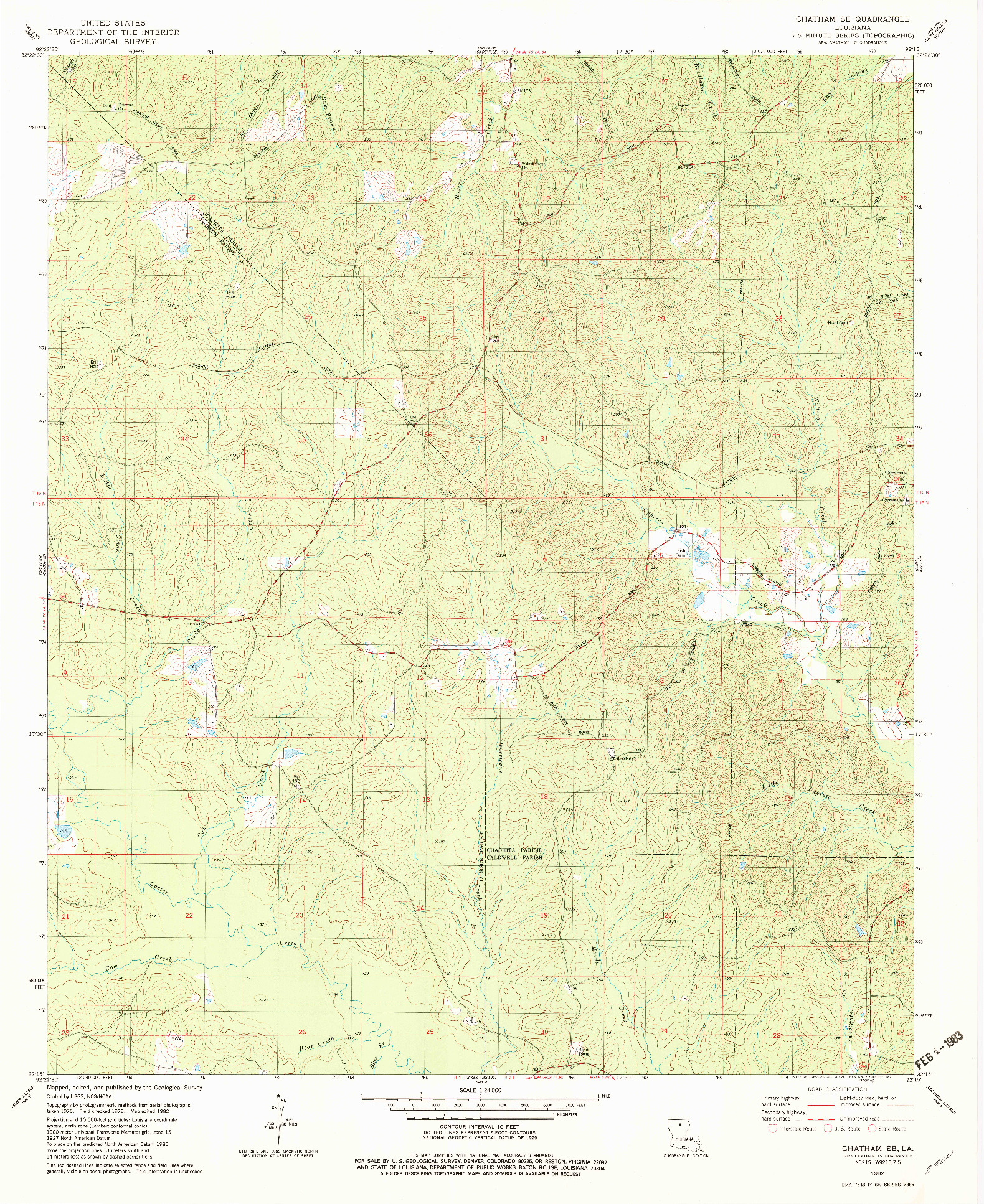 USGS 1:24000-SCALE QUADRANGLE FOR CHATHAM SE, LA 1982