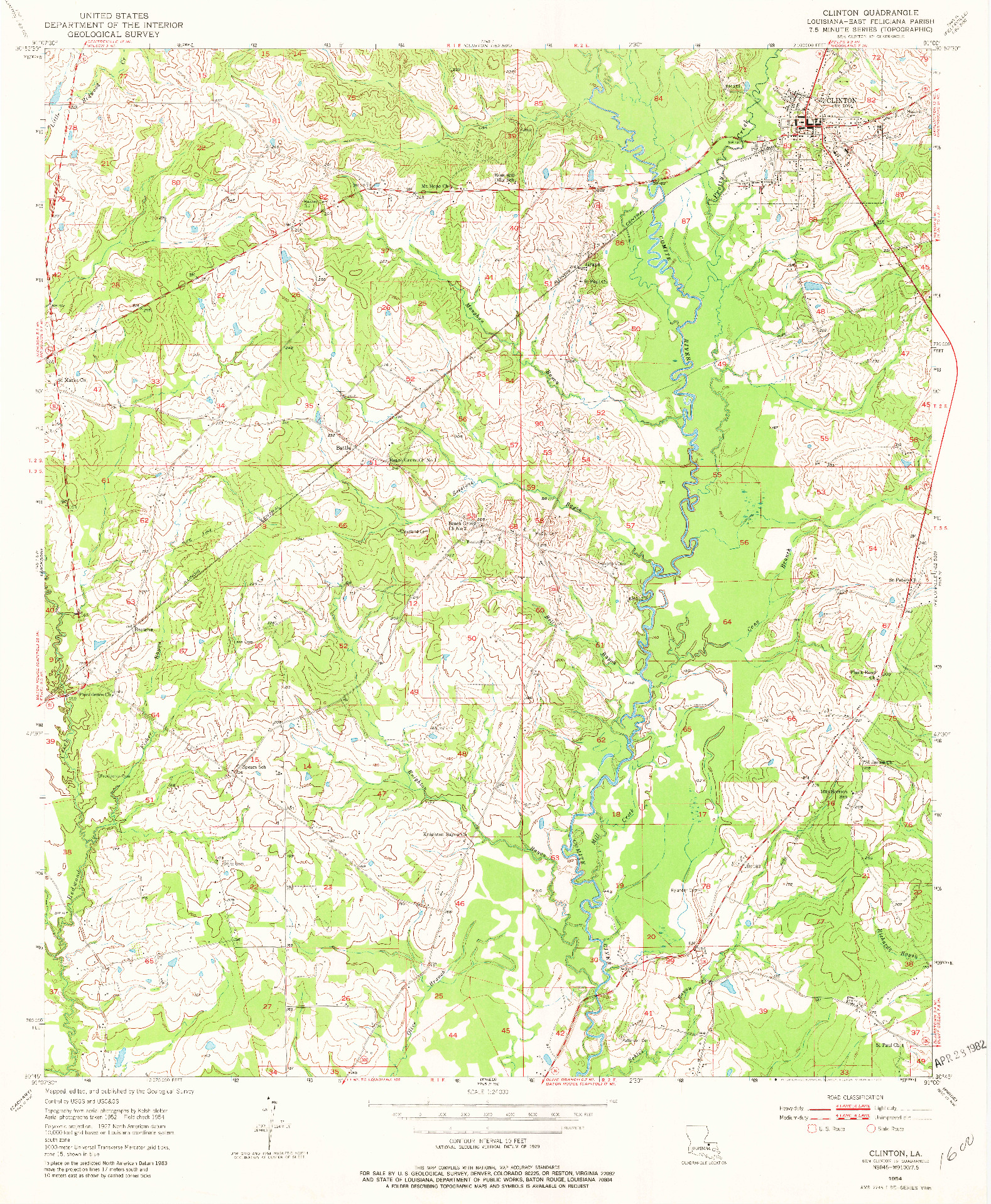 USGS 1:24000-SCALE QUADRANGLE FOR CLINTON, LA 1954