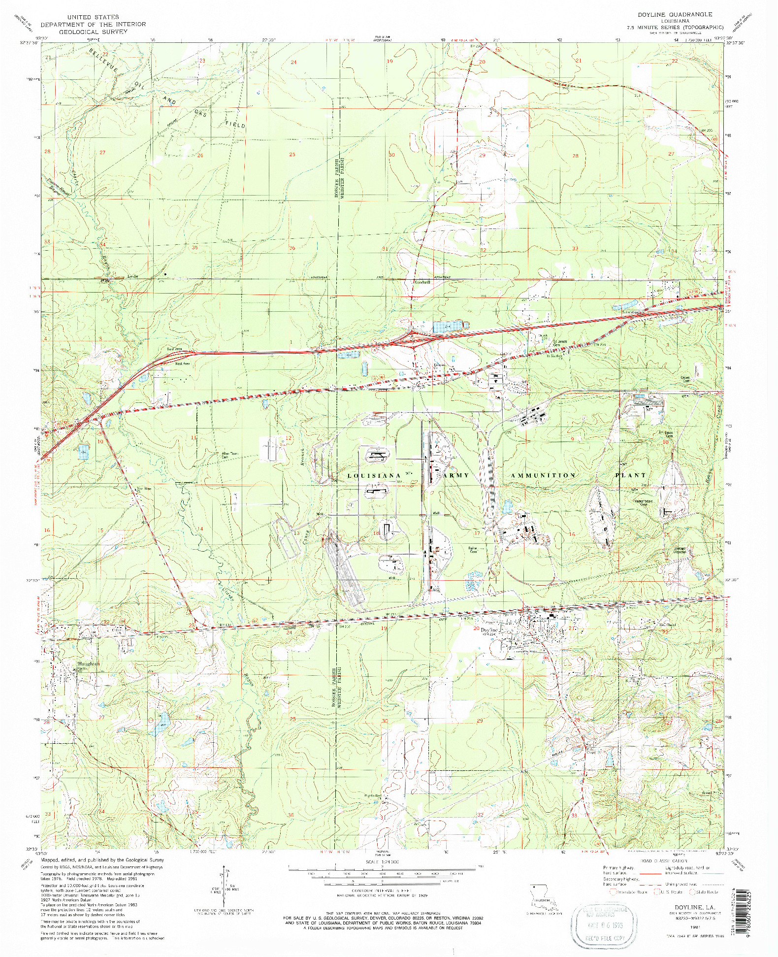 USGS 1:24000-SCALE QUADRANGLE FOR DOYLINE, LA 1981