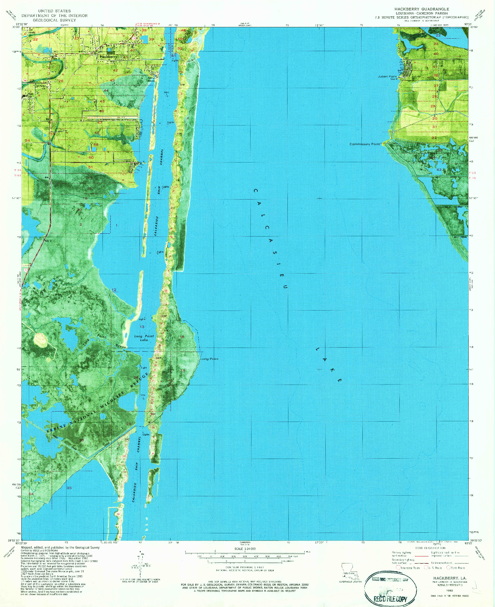 USGS 1:24000-SCALE QUADRANGLE FOR HACKBERRY, LA 1982