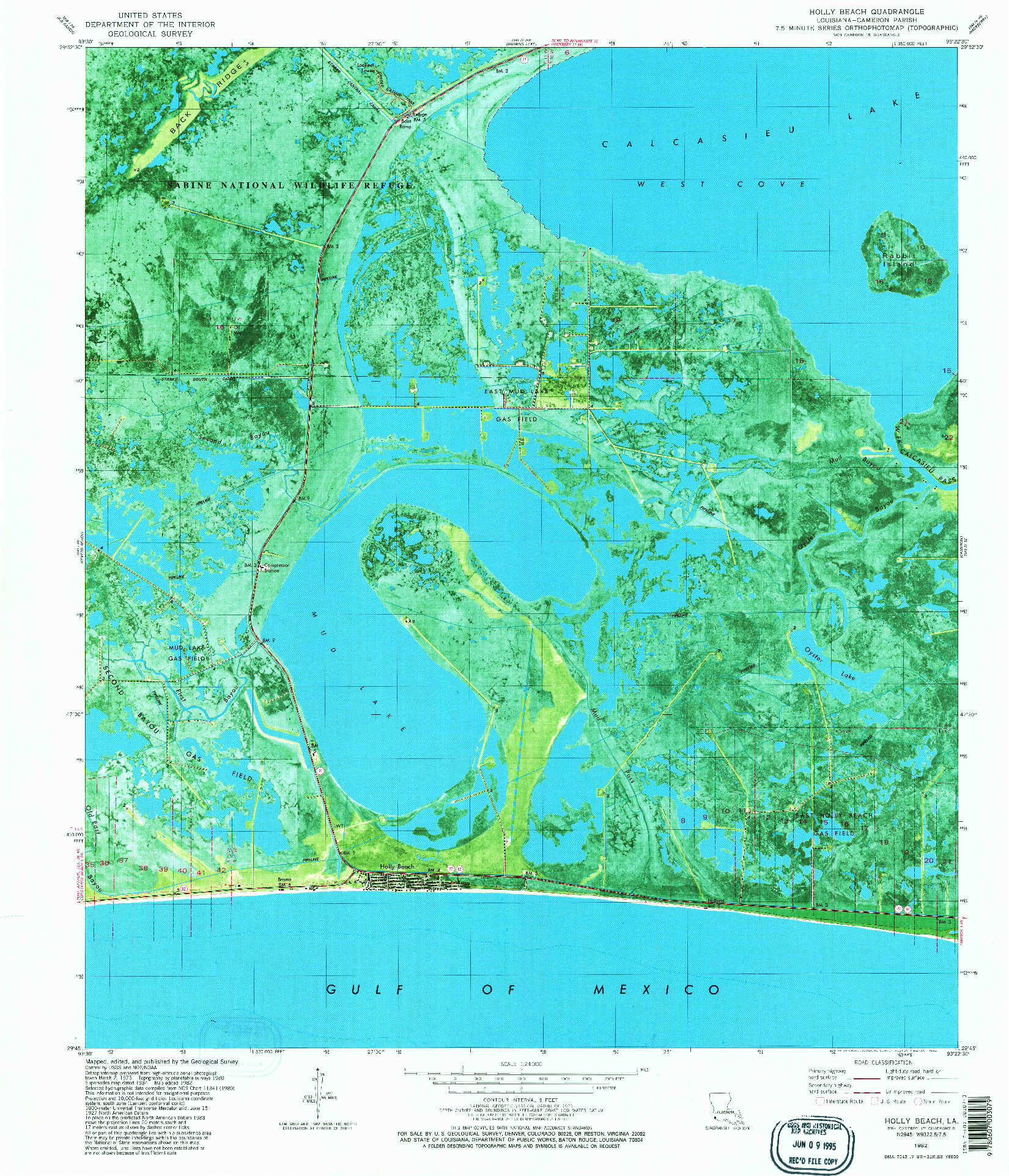 USGS 1:24000-SCALE QUADRANGLE FOR HOLLY BEACH, LA 1982