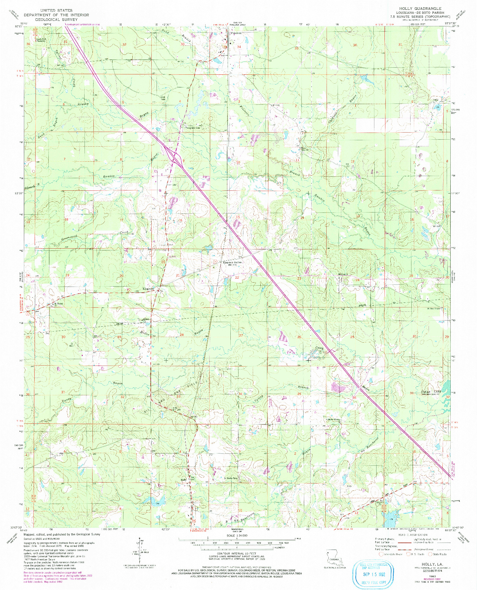 USGS 1:24000-SCALE QUADRANGLE FOR HOLLY, LA 1980