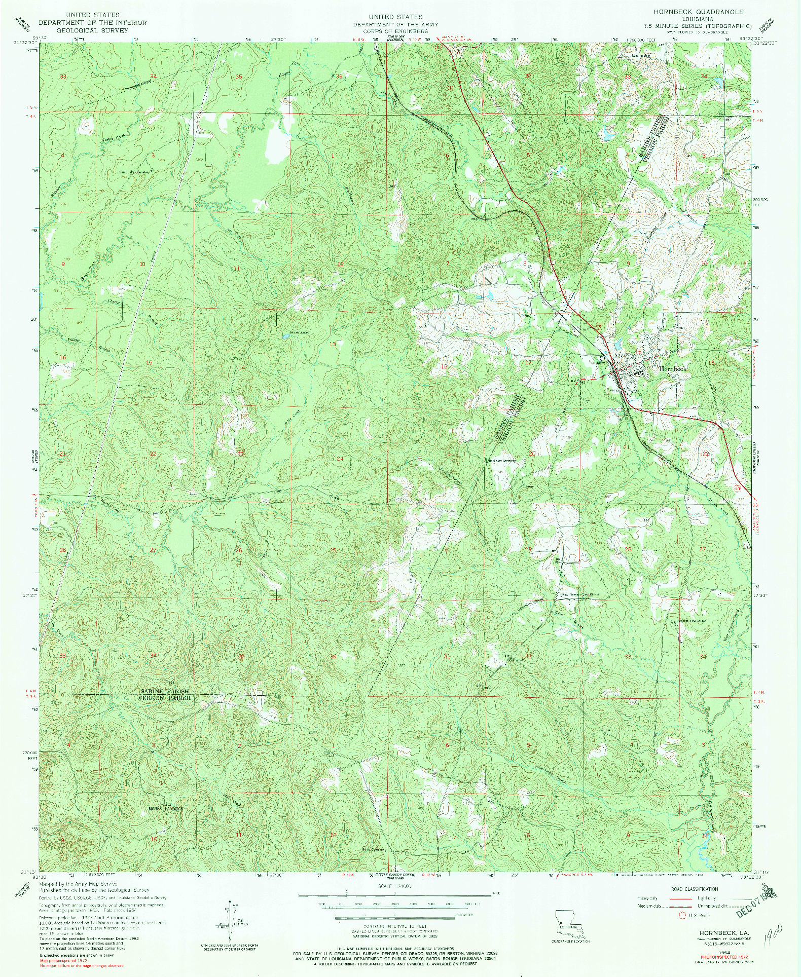 USGS 1:24000-SCALE QUADRANGLE FOR HORNBECK, LA 1954