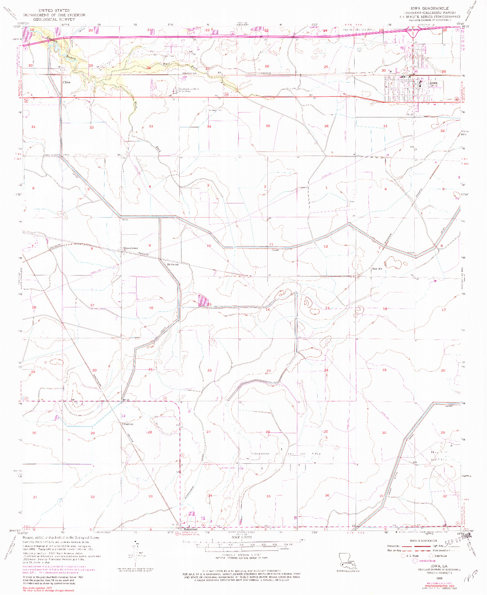 USGS 1:24000-SCALE QUADRANGLE FOR IOWA, LA 1955