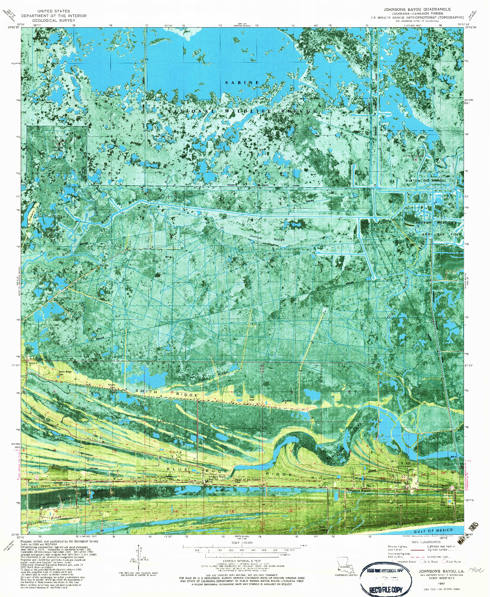 USGS 1:24000-SCALE QUADRANGLE FOR JOHNSONS BAYOU, LA 1982