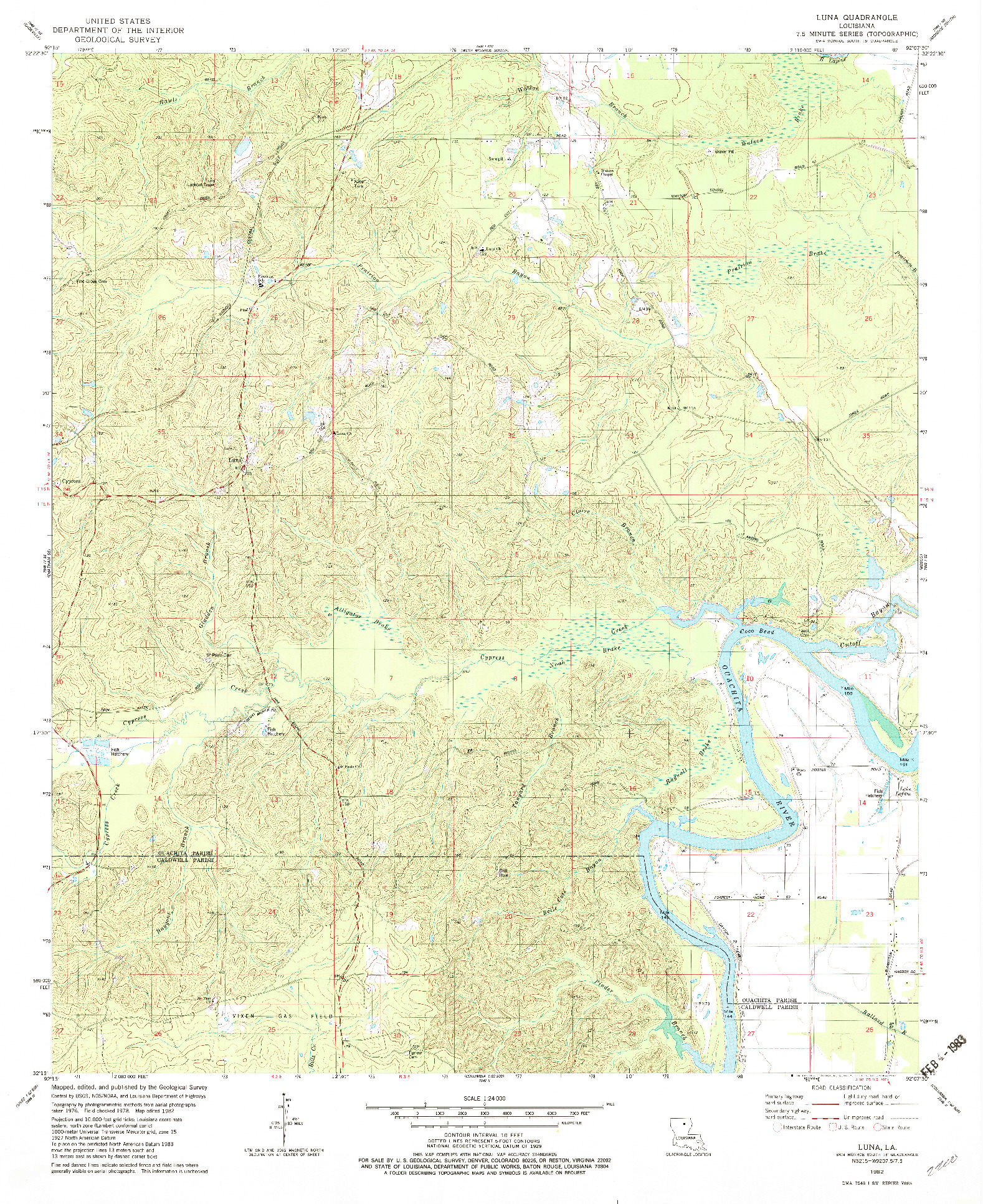 USGS 1:24000-SCALE QUADRANGLE FOR LUNA, LA 1982
