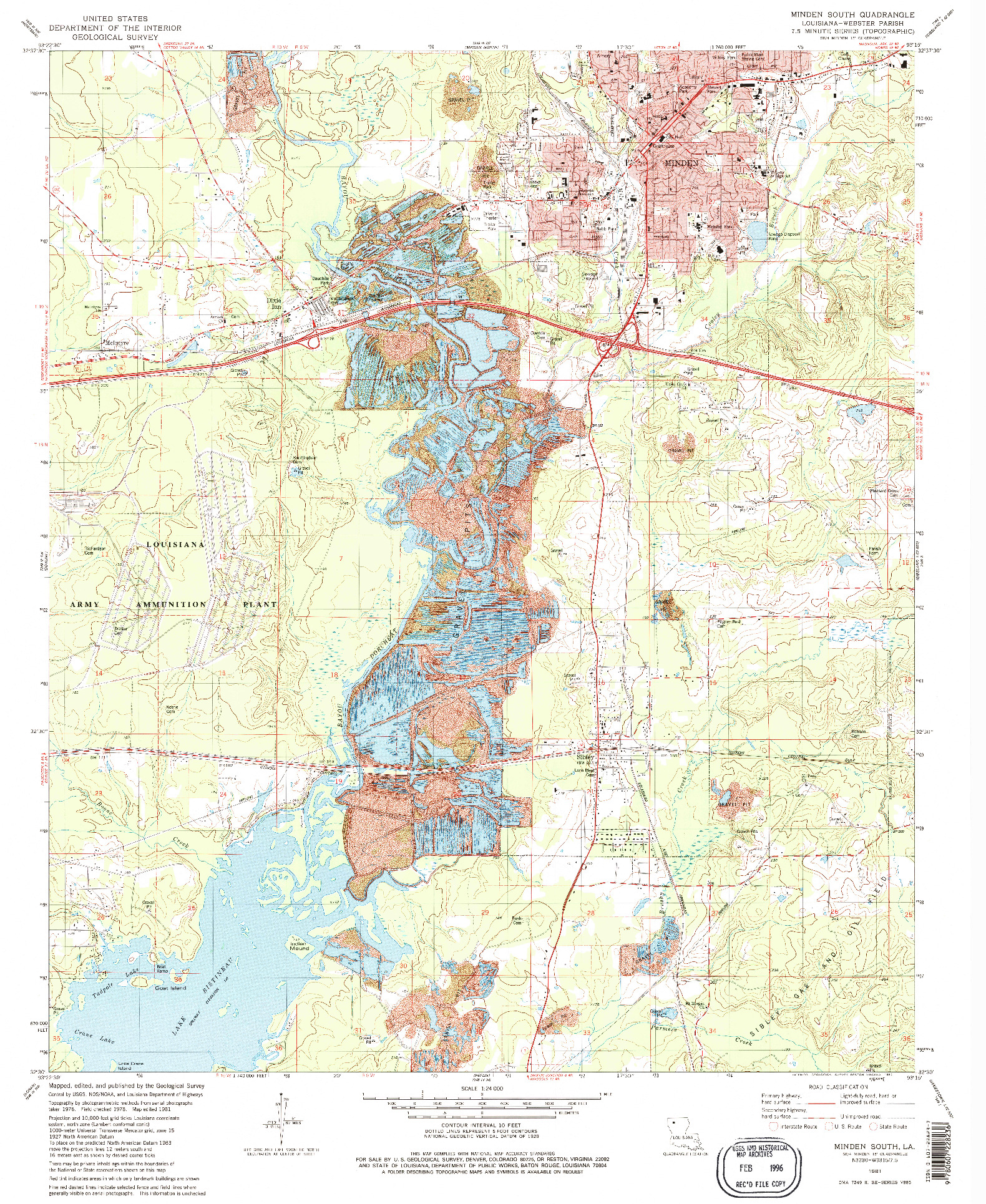 USGS 1:24000-SCALE QUADRANGLE FOR MINDEN SOUTH, LA 1981