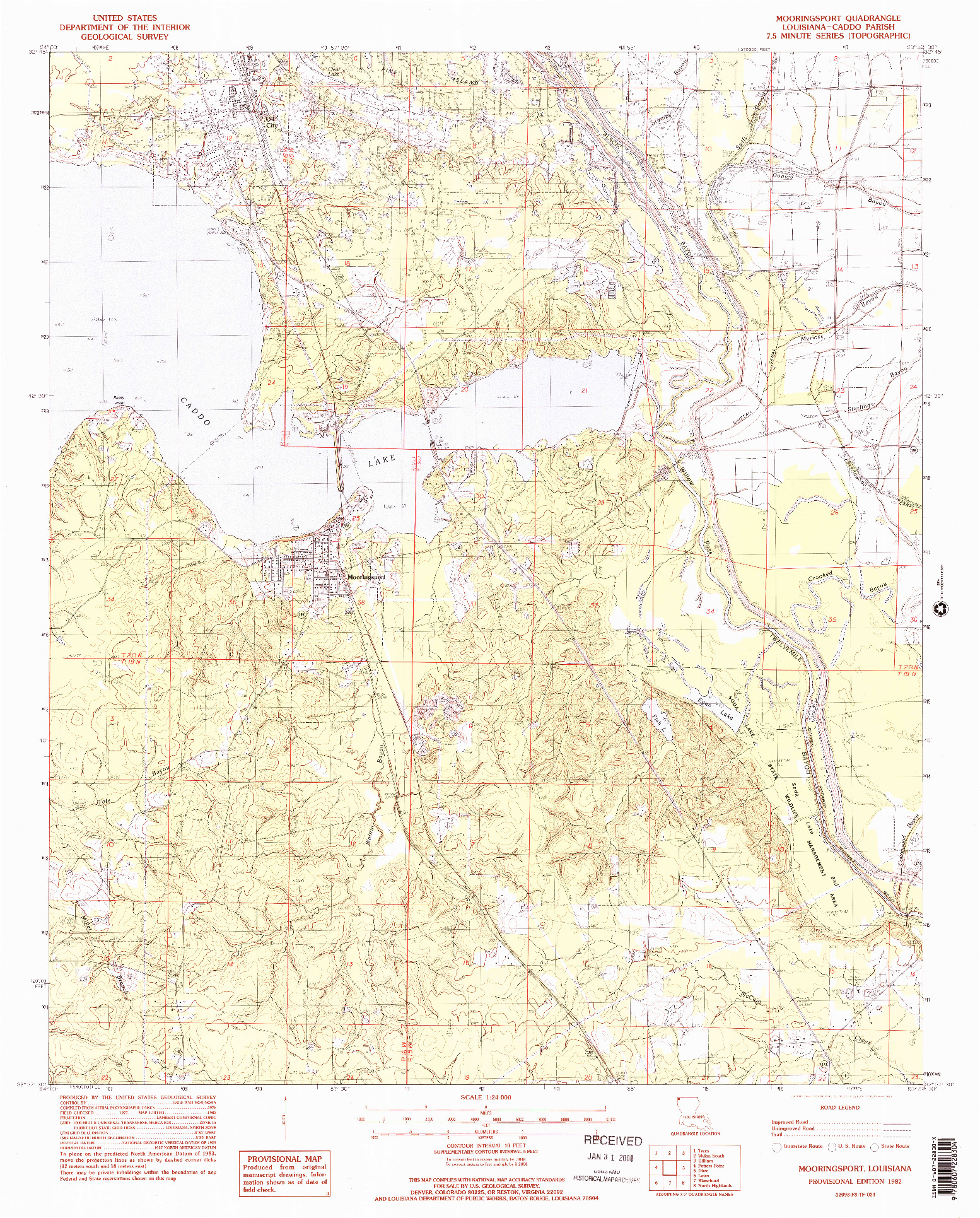 USGS 1:24000-SCALE QUADRANGLE FOR MOORINGSPORT, LA 1982