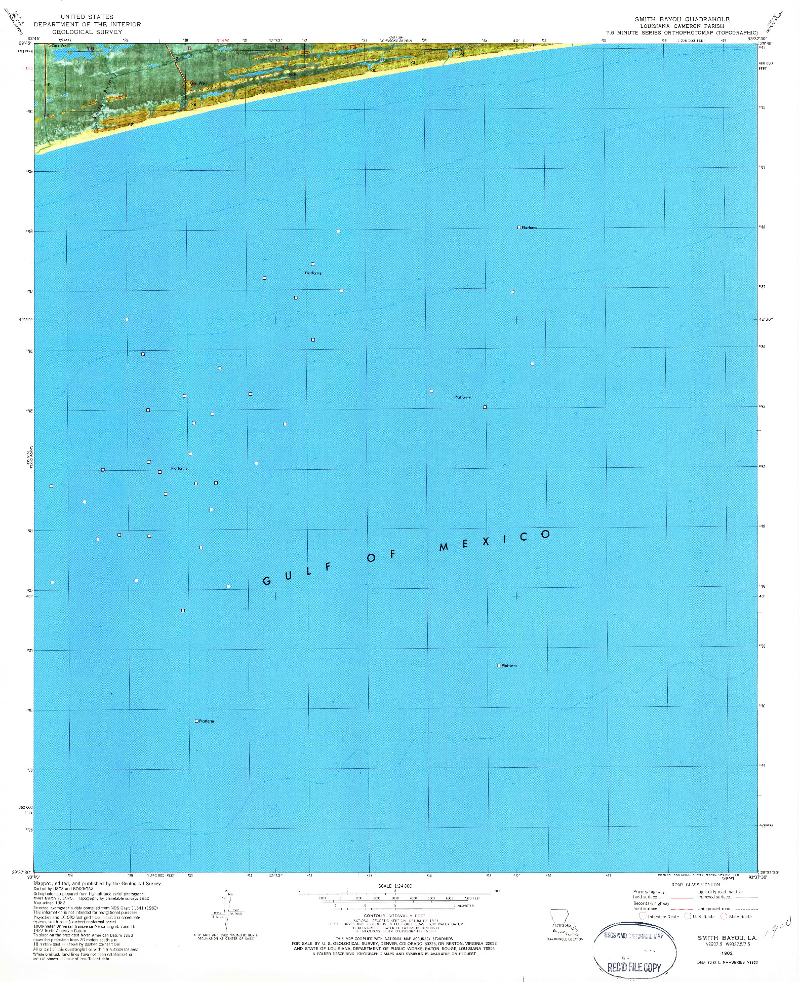 USGS 1:24000-SCALE QUADRANGLE FOR SMITH BAYOU, LA 1982