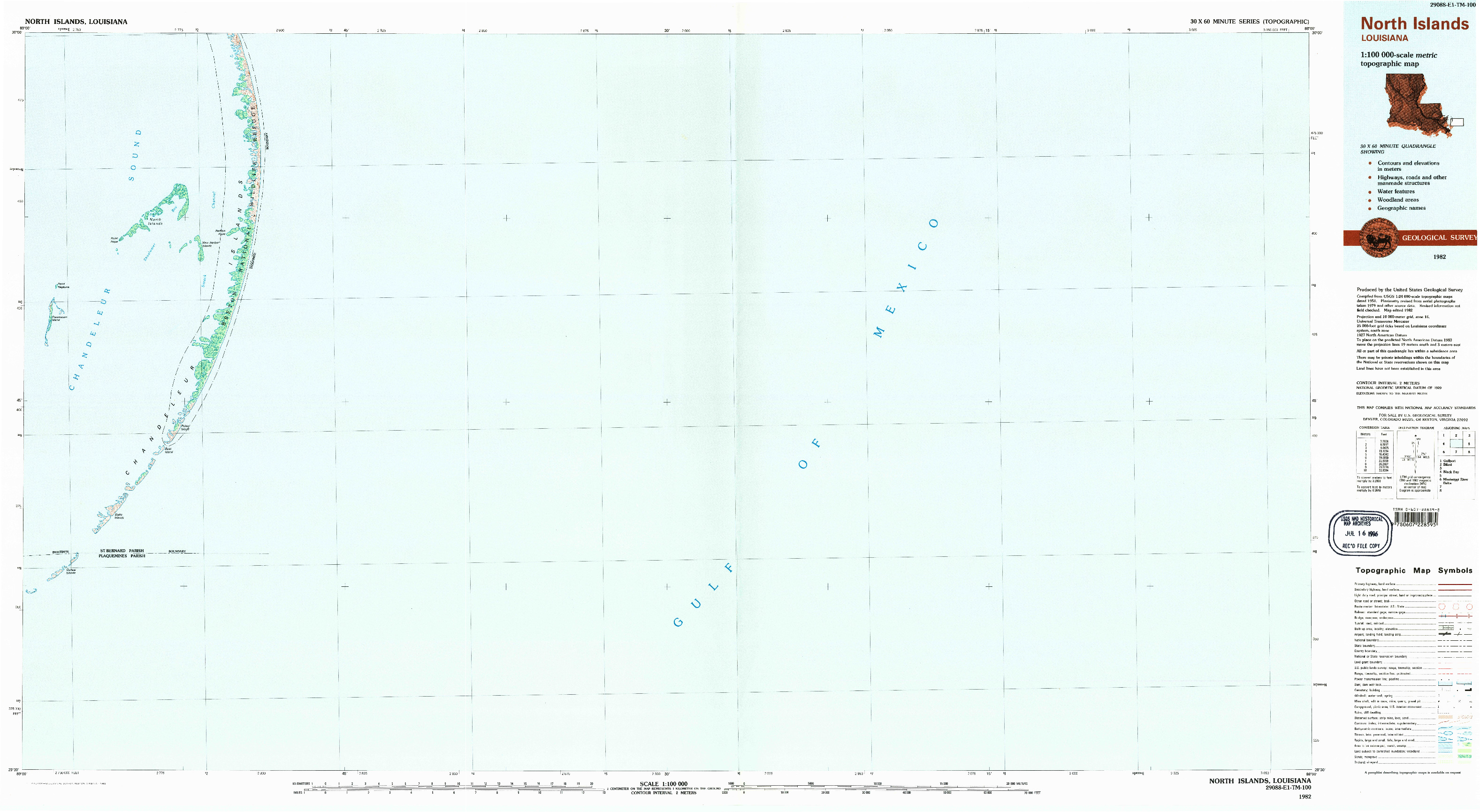 USGS 1:100000-SCALE QUADRANGLE FOR NORTH ISLANDS, LA 1982